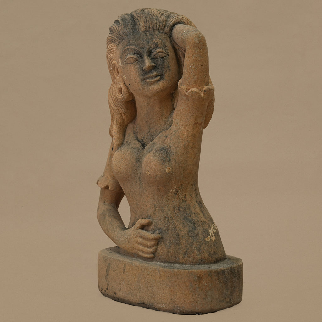 14.5" Posing Female Bust | Handcrafted from Yellow Sandstone