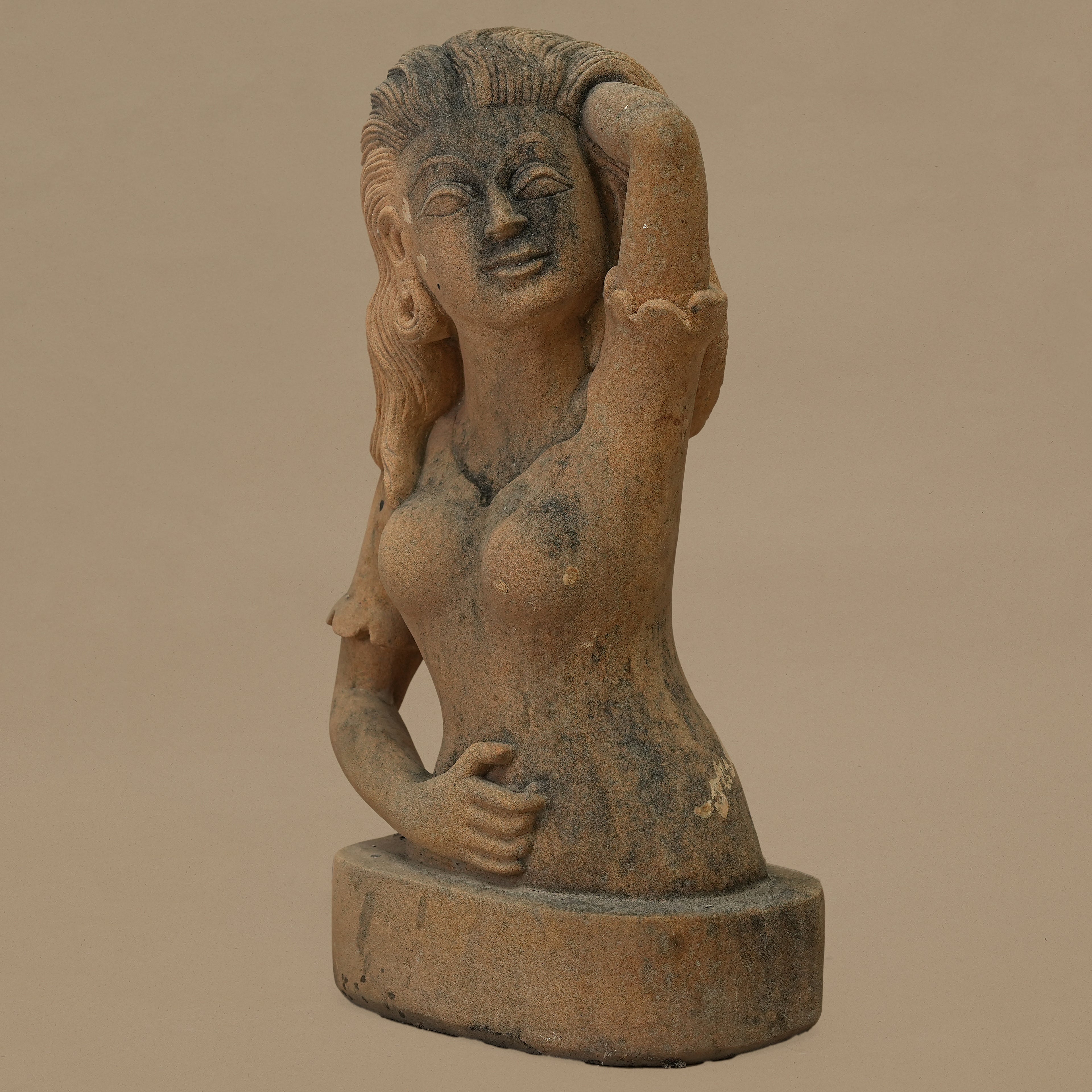 14.5" Posing Female Bust | Handcrafted from Yellow Sandstone