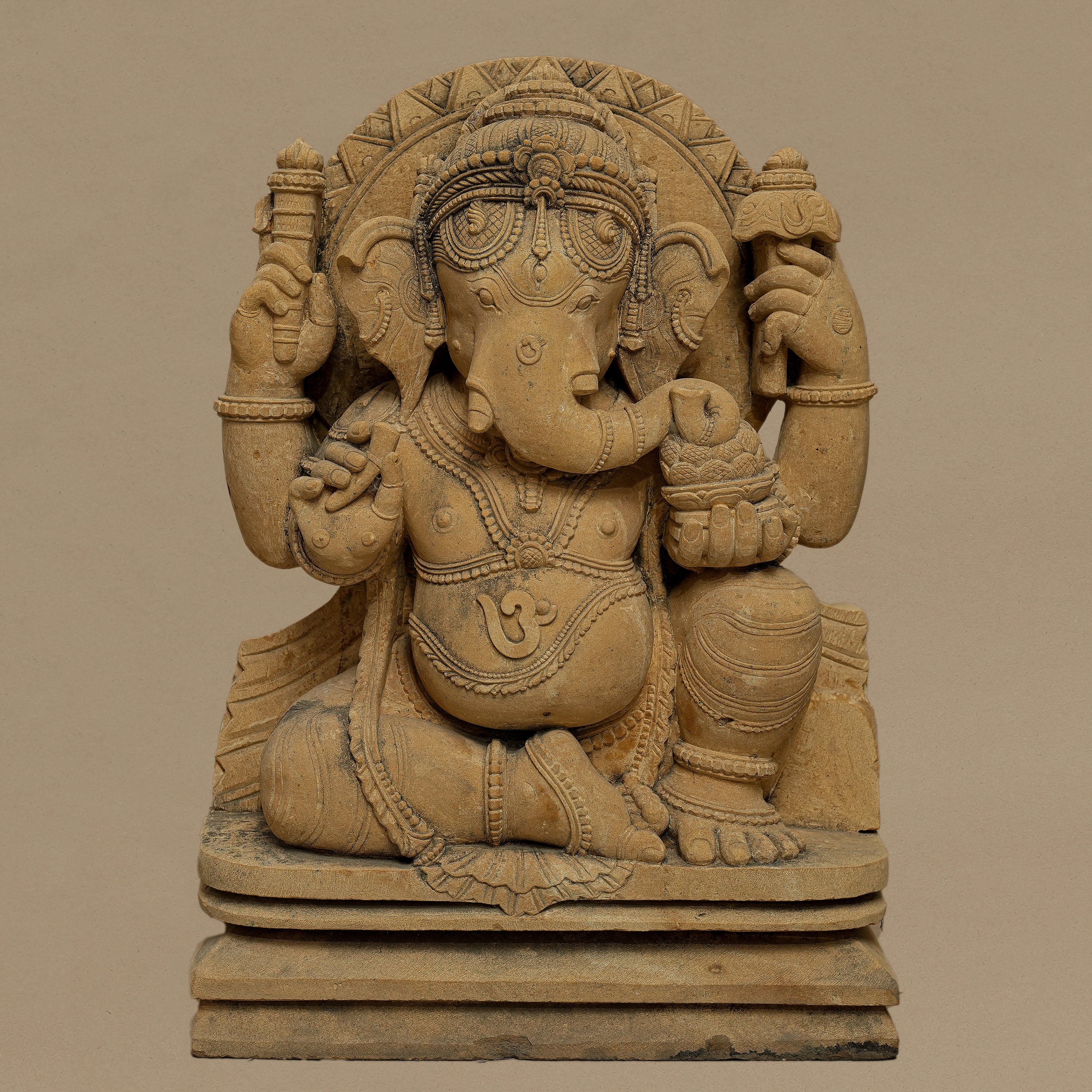 18" Lord Ganesha Statue | Handcrafted from Yellow Sandstone