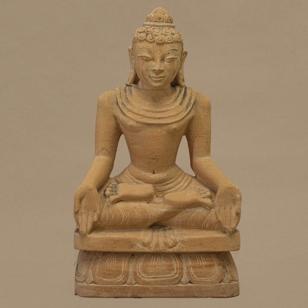 12" Lord Buddha Statue | Handcrafted from Yellow Sandstone