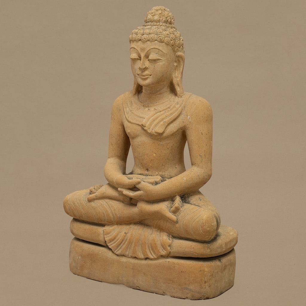 14.5" Lord Buddha Statue | Handcrafted from Yellow Sandstone