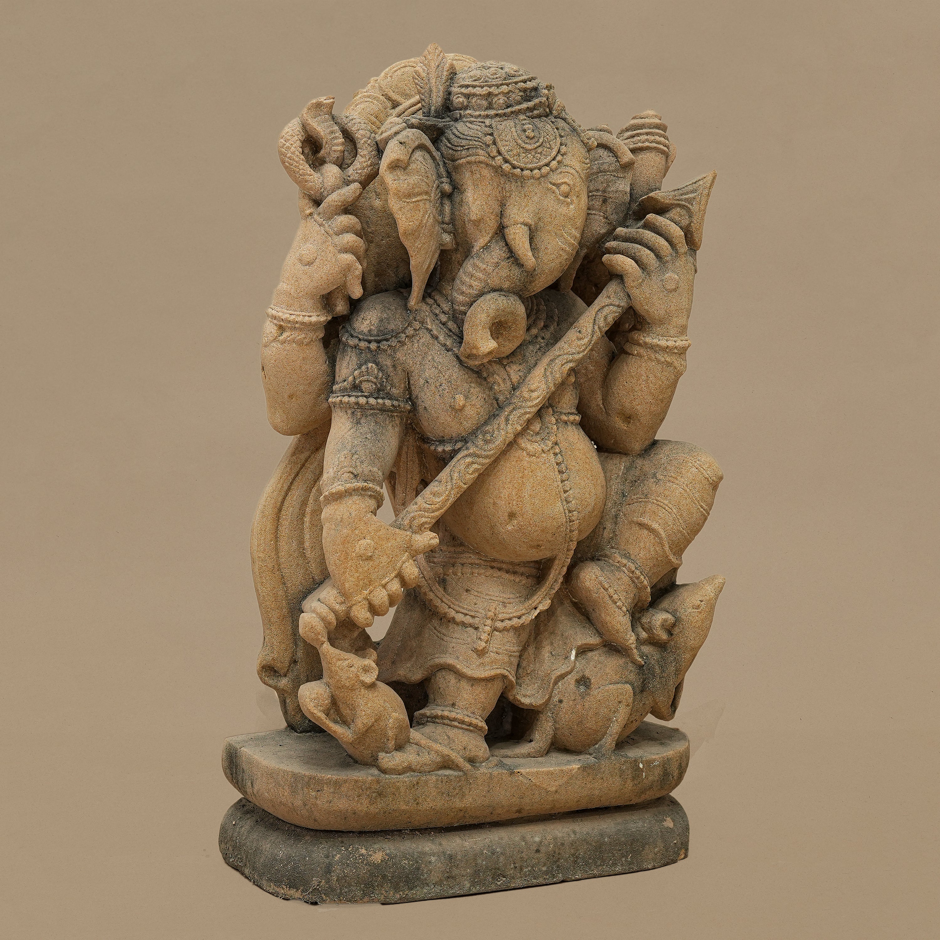 15" Lord Ganesha Statue | Handcrafted from Yellow Sandstone
