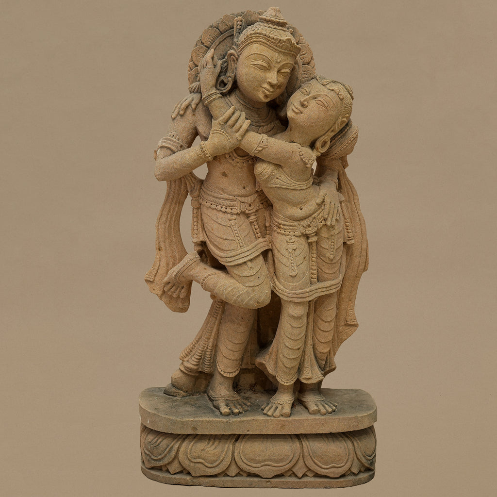 23" Divine Couple Statue | Handcrafted from Yellow Sandstone