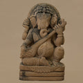 15" Veena-playing Lord Ganesha Statue | Handcrafted from Yellow Sandstone