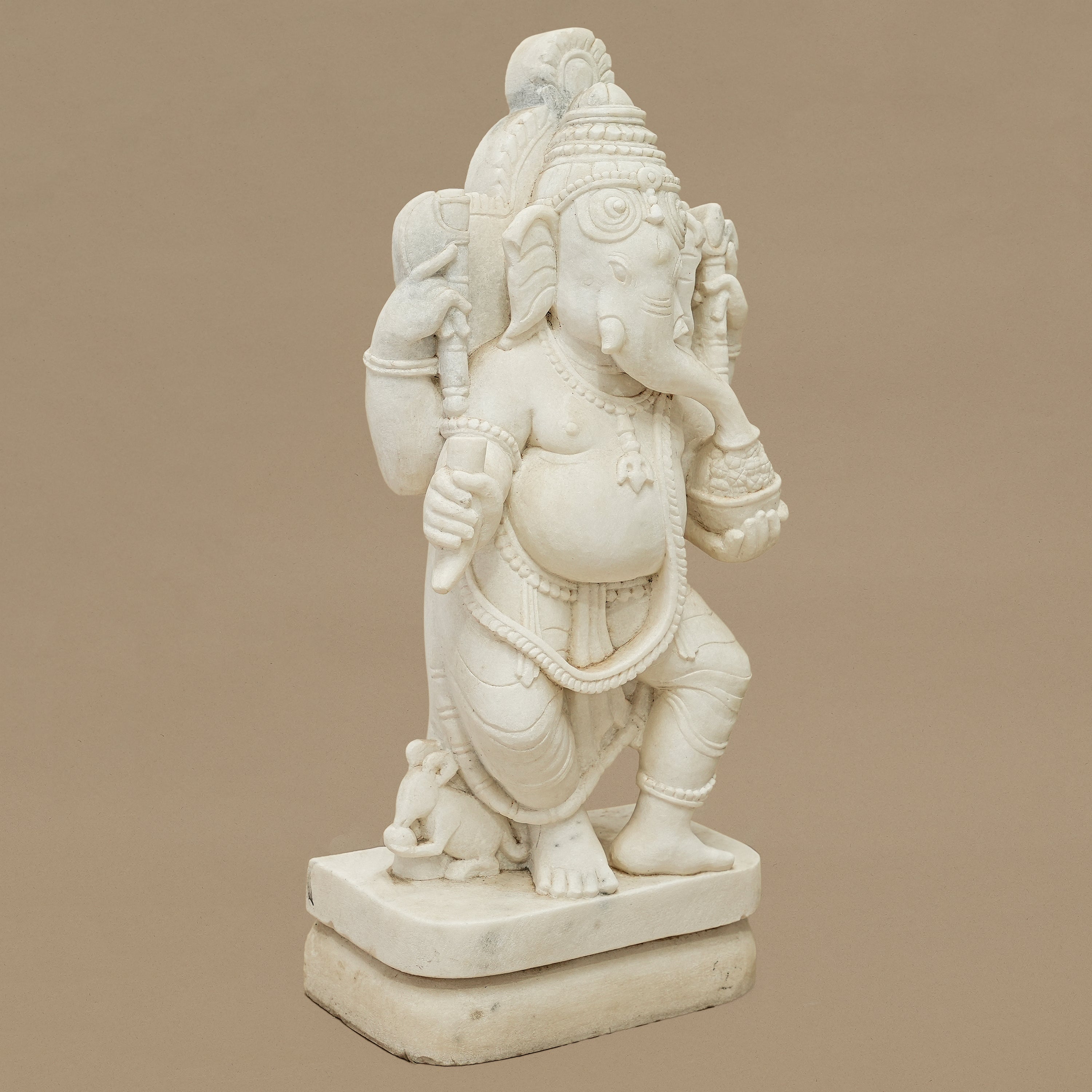 19.5" Lord Ganesha Statue | Handcrafted from White Marble