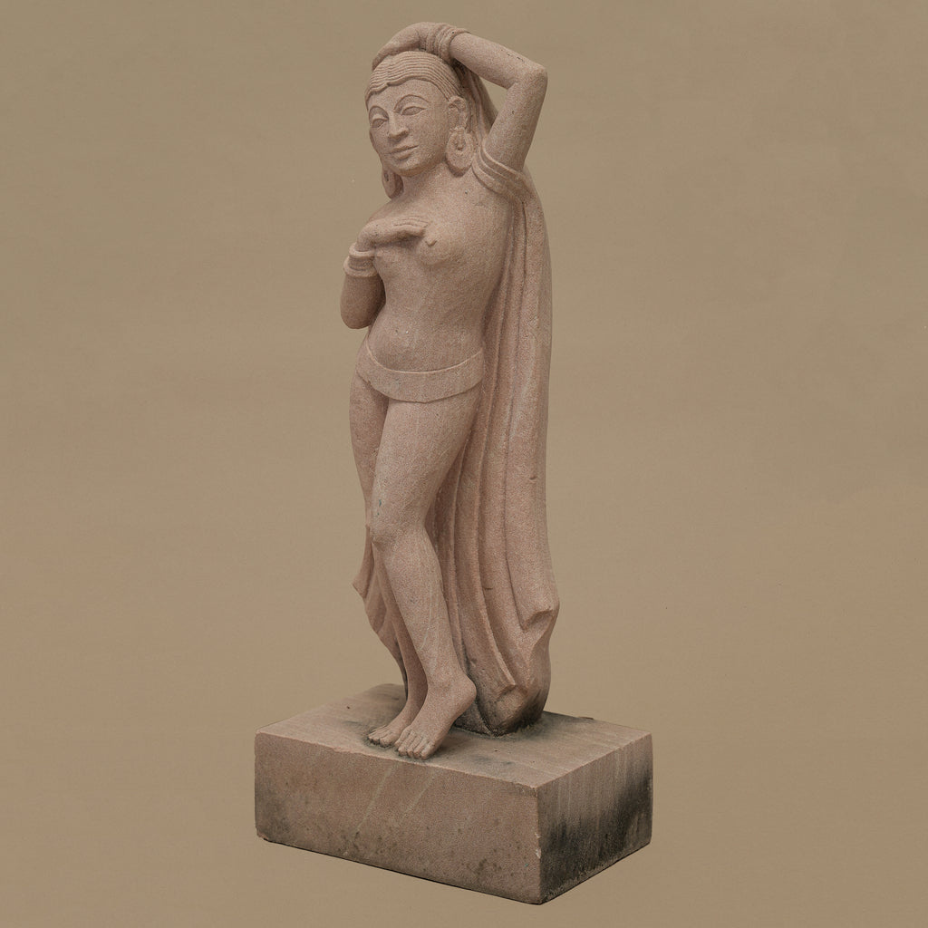18.5" Indian Classical Dancer Statue | Handcrafted from Pink Sandstone
