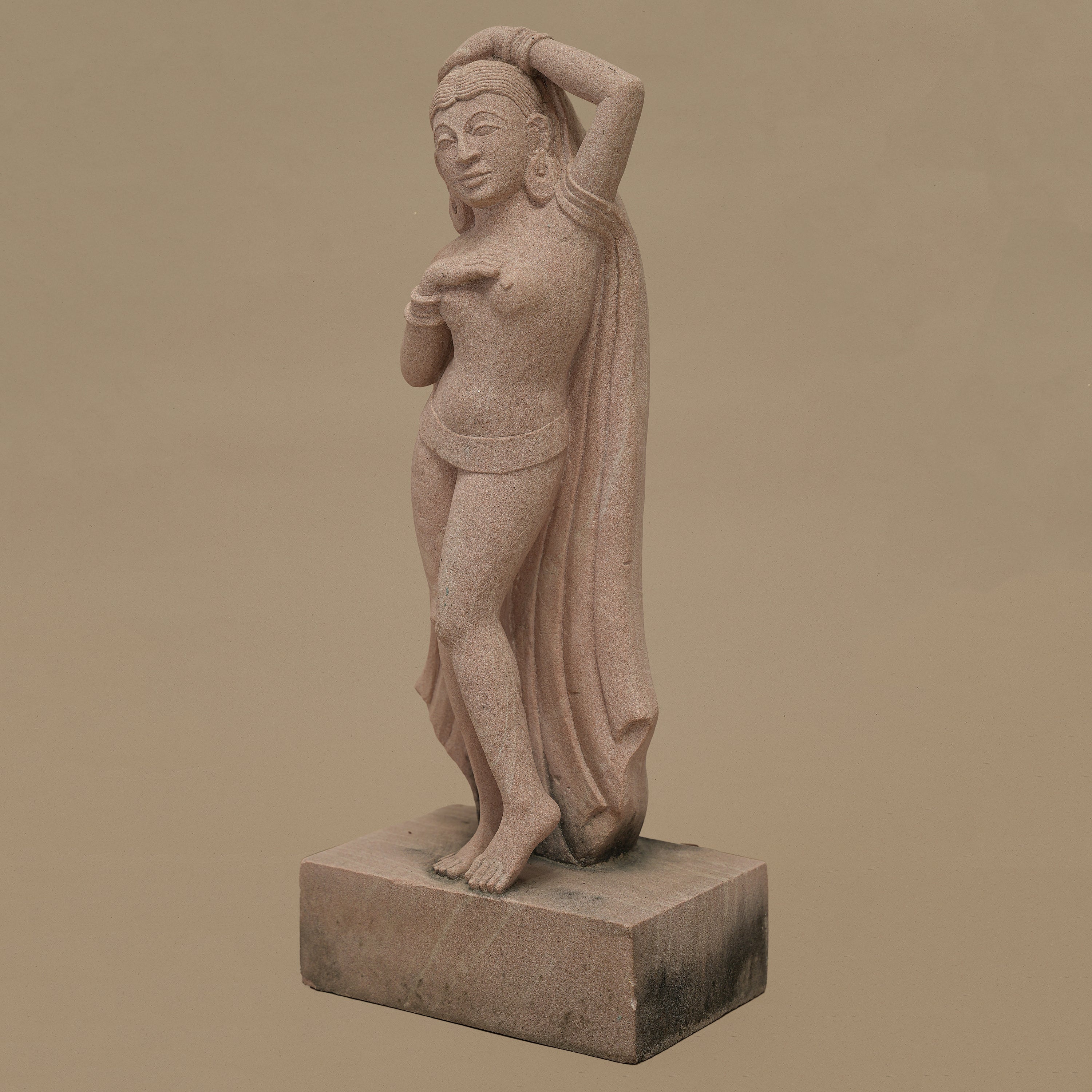 18.5" Indian Classical Dancer Statue | Handcrafted from Pink Sandstone
