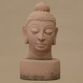 12" Lord Buddha Head | Handcrafted from Pink Sandstone