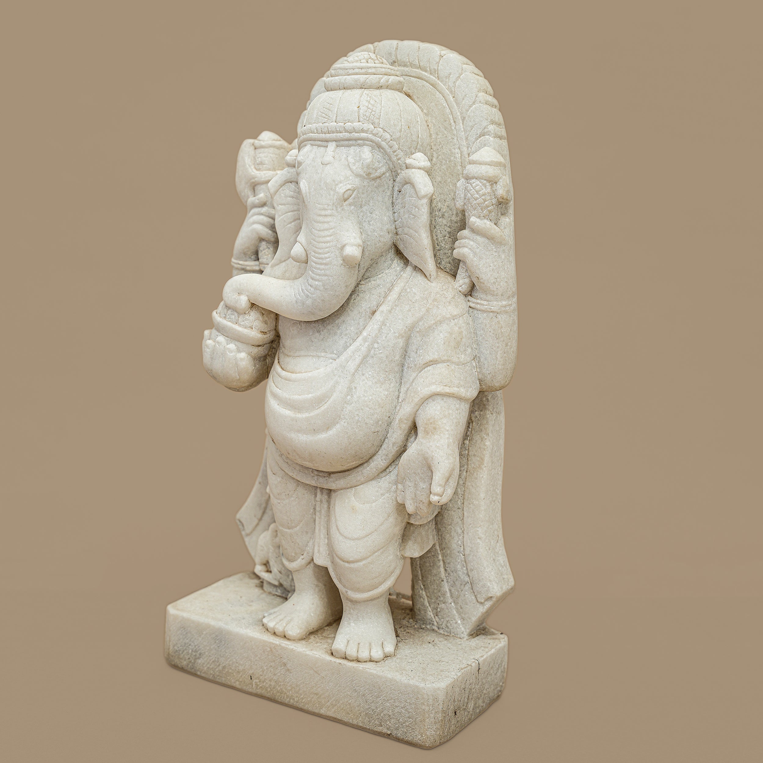 19" Lord Ganesha Statue | Handcrafted from White Marble