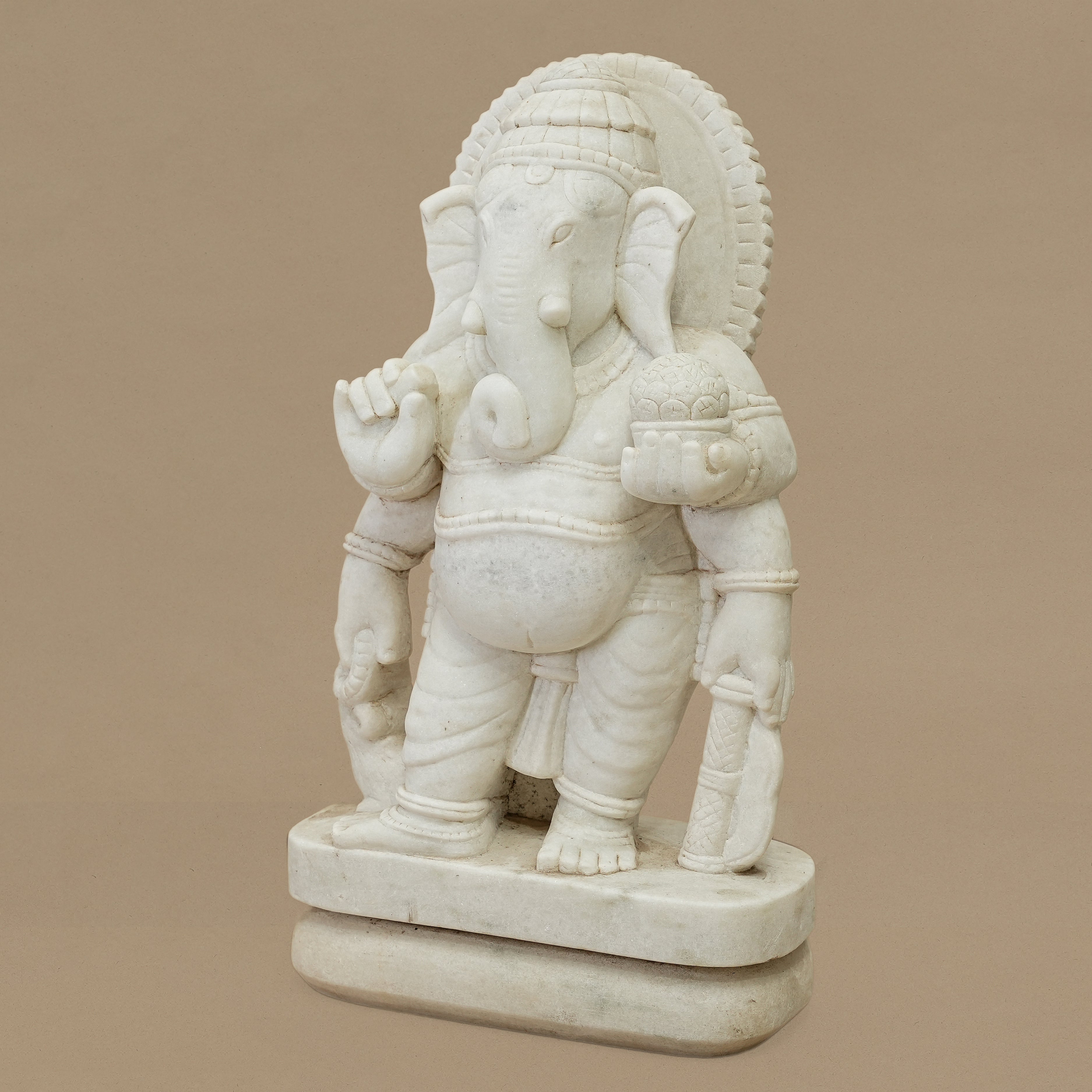 18" Standing Lord Ganesha Statue | Handcrafted from White Marble