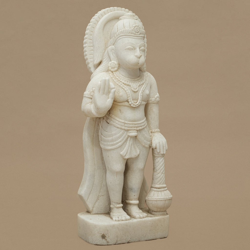 15" Lord Hanuman Statue | Handcrafted from White Marble