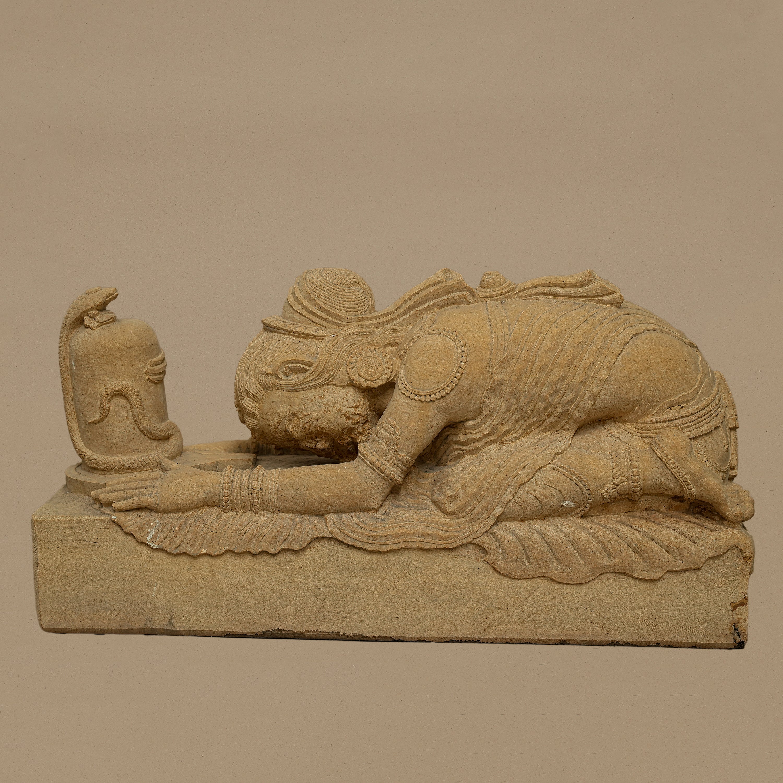 24" Devoted Female Statue | Handcrafted from Yellow Sandstone