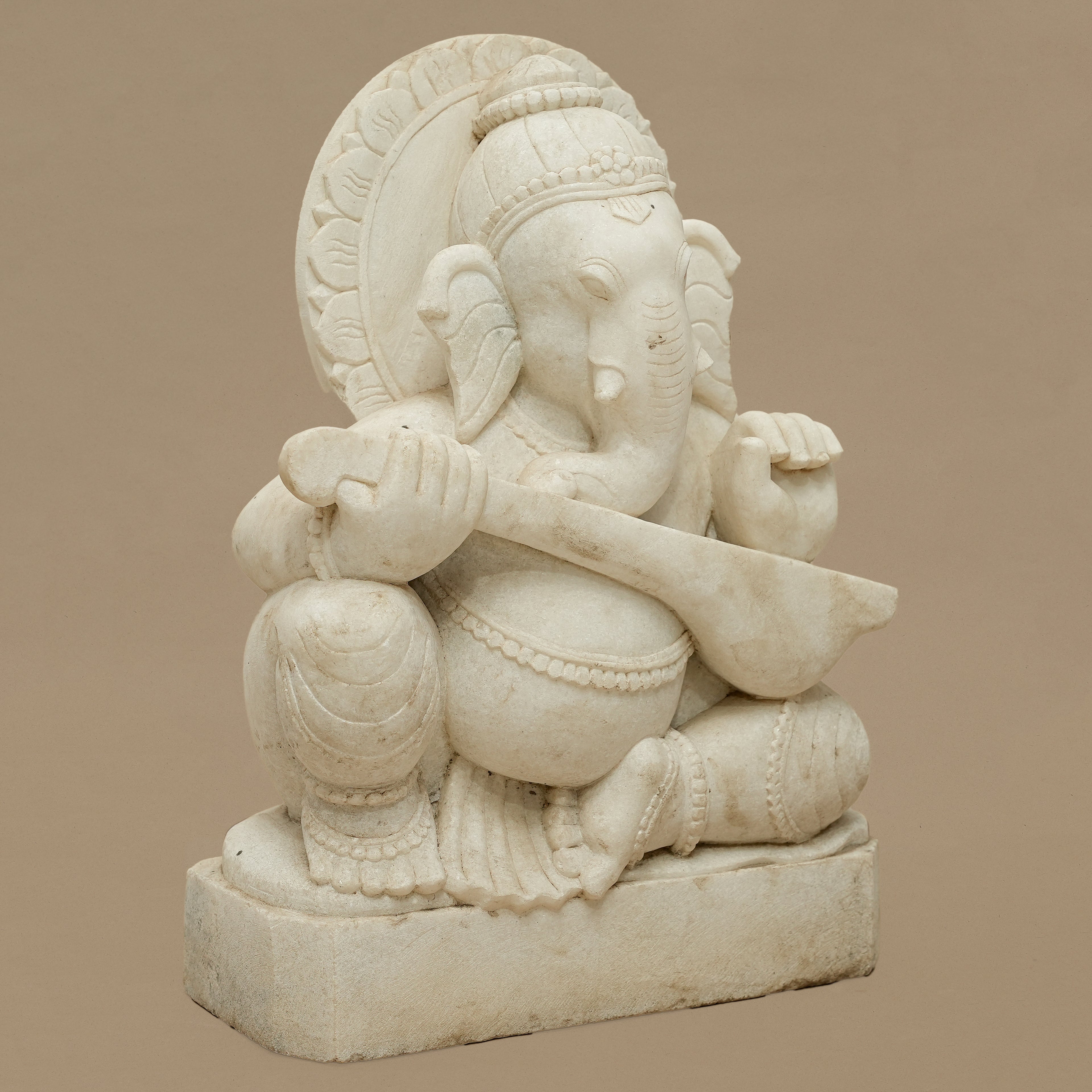 15" Lord Ganesha Statue | Handcrafted from White Marble