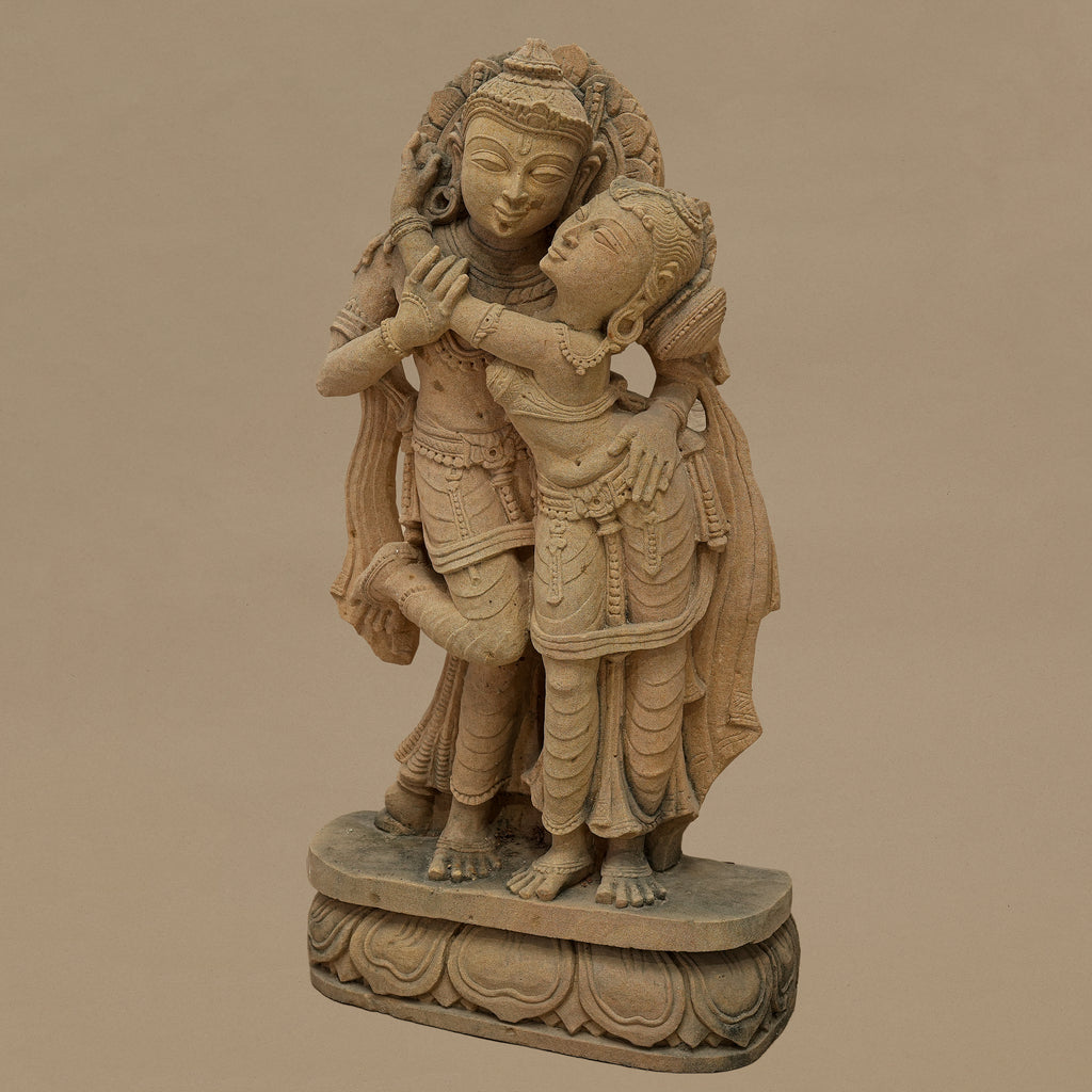 23" Divine Couple Statue | Handcrafted from Yellow Sandstone