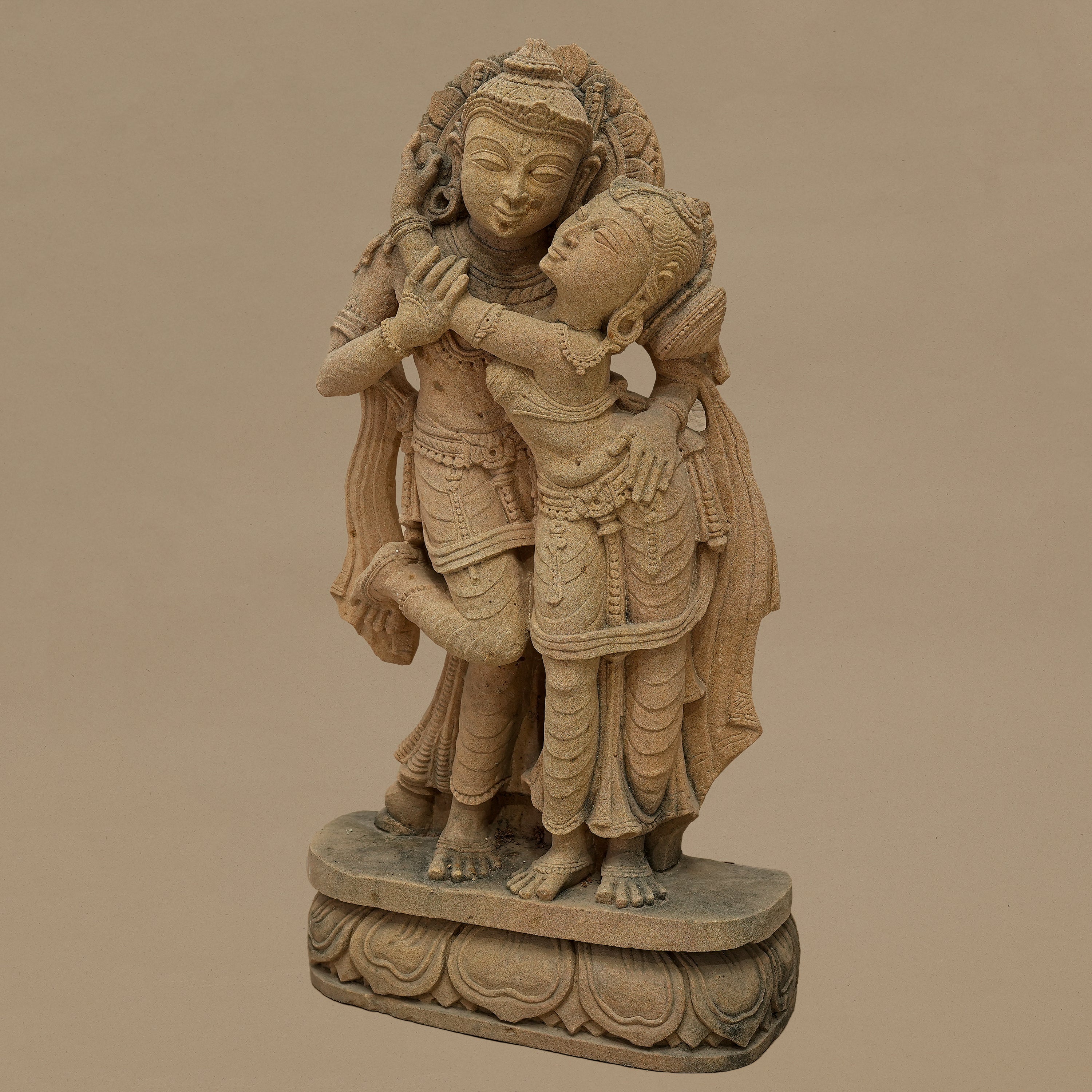 23" Divine Couple Statue | Handcrafted from Yellow Sandstone
