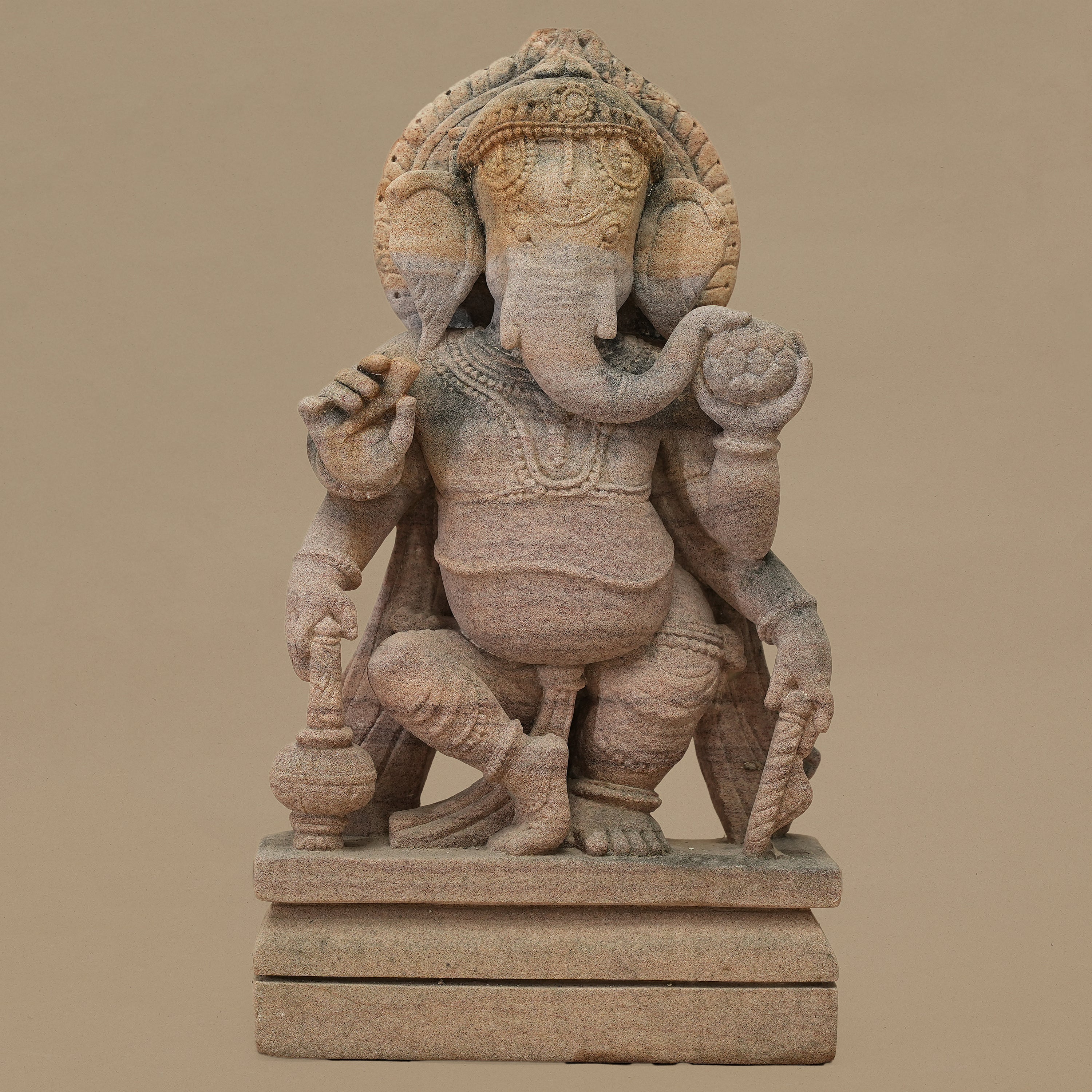 12.5" Lord Ganesha Statue | Handcrafted from Yellow Sandstone