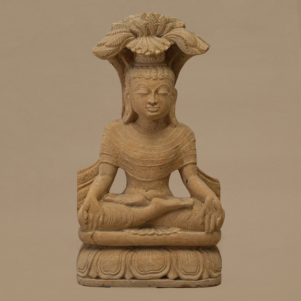 12" Lord Buddha Statue | Handcrafted from Yellow Sandstone
