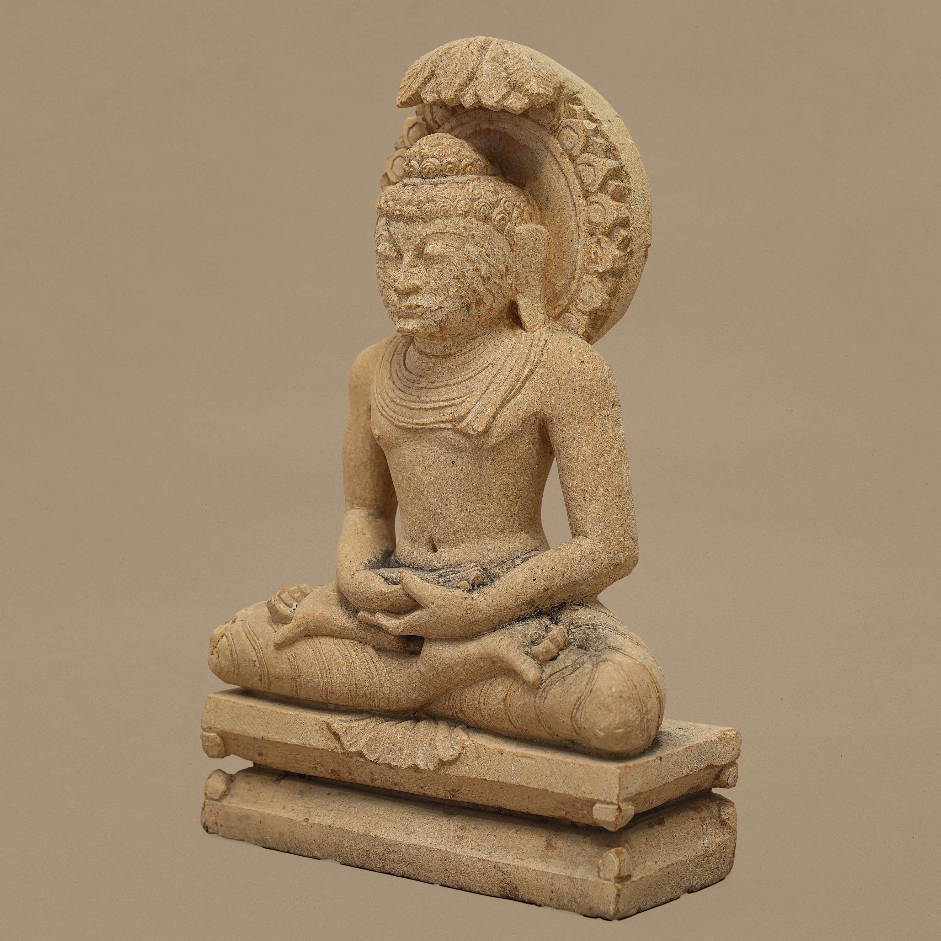 14" Lord Buddha Statue | Handcrafted from Yellow Sandstone