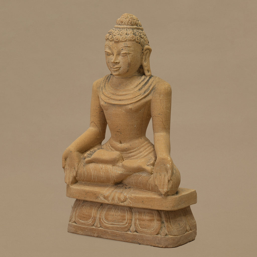 12" Lord Buddha Statue | Handcrafted from Yellow Sandstone