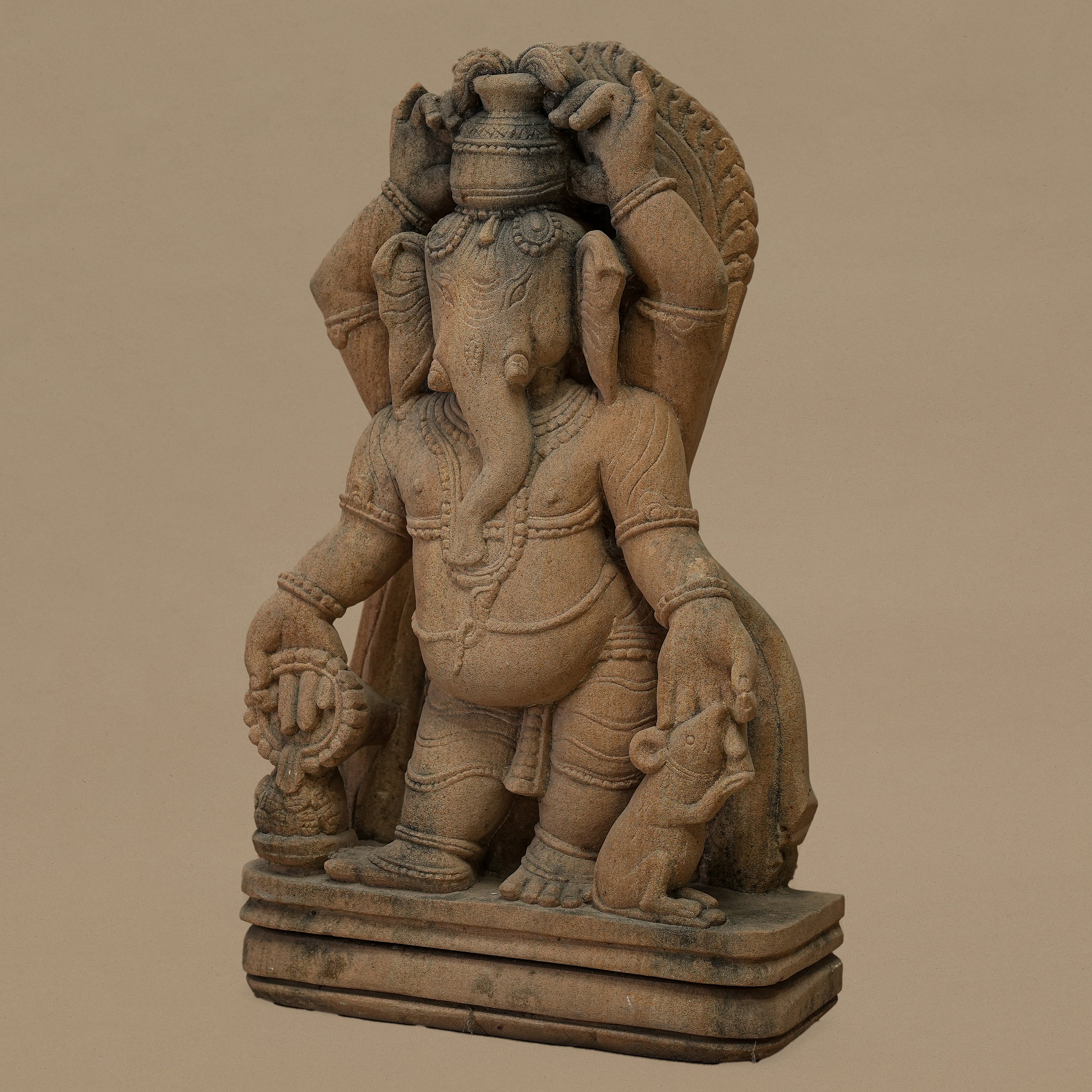 15" Lord Ganesha Statue | Handcrafted from Yellow Sandstone