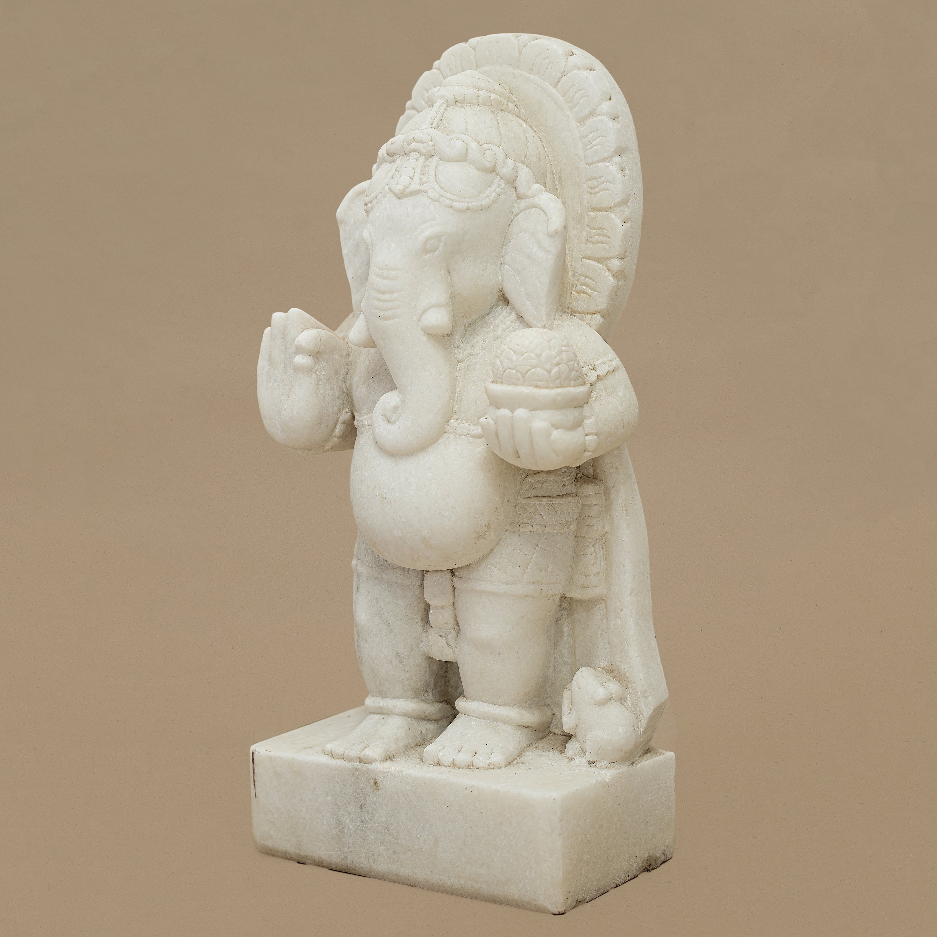 15" Lord Ganesha Statue | Handcrafted from White Marble