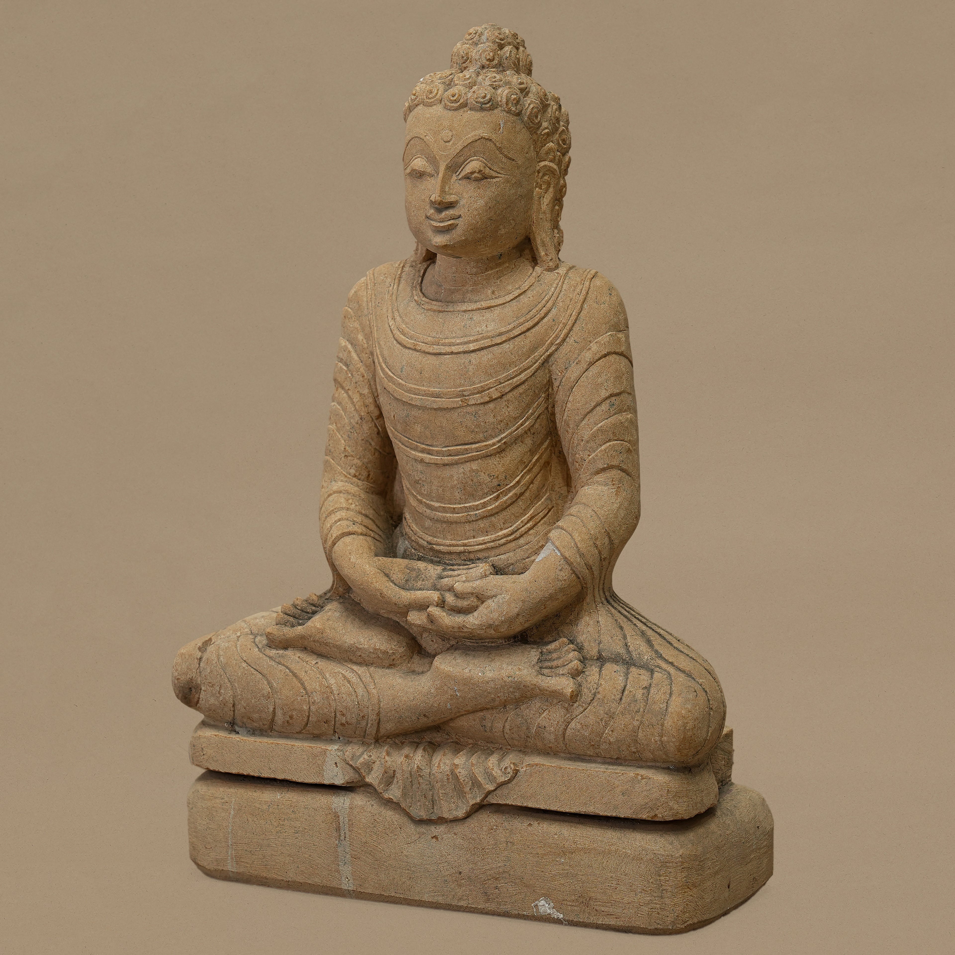 13.5" Lord Buddha Statue | Handcrafted from Yellow Sandstone