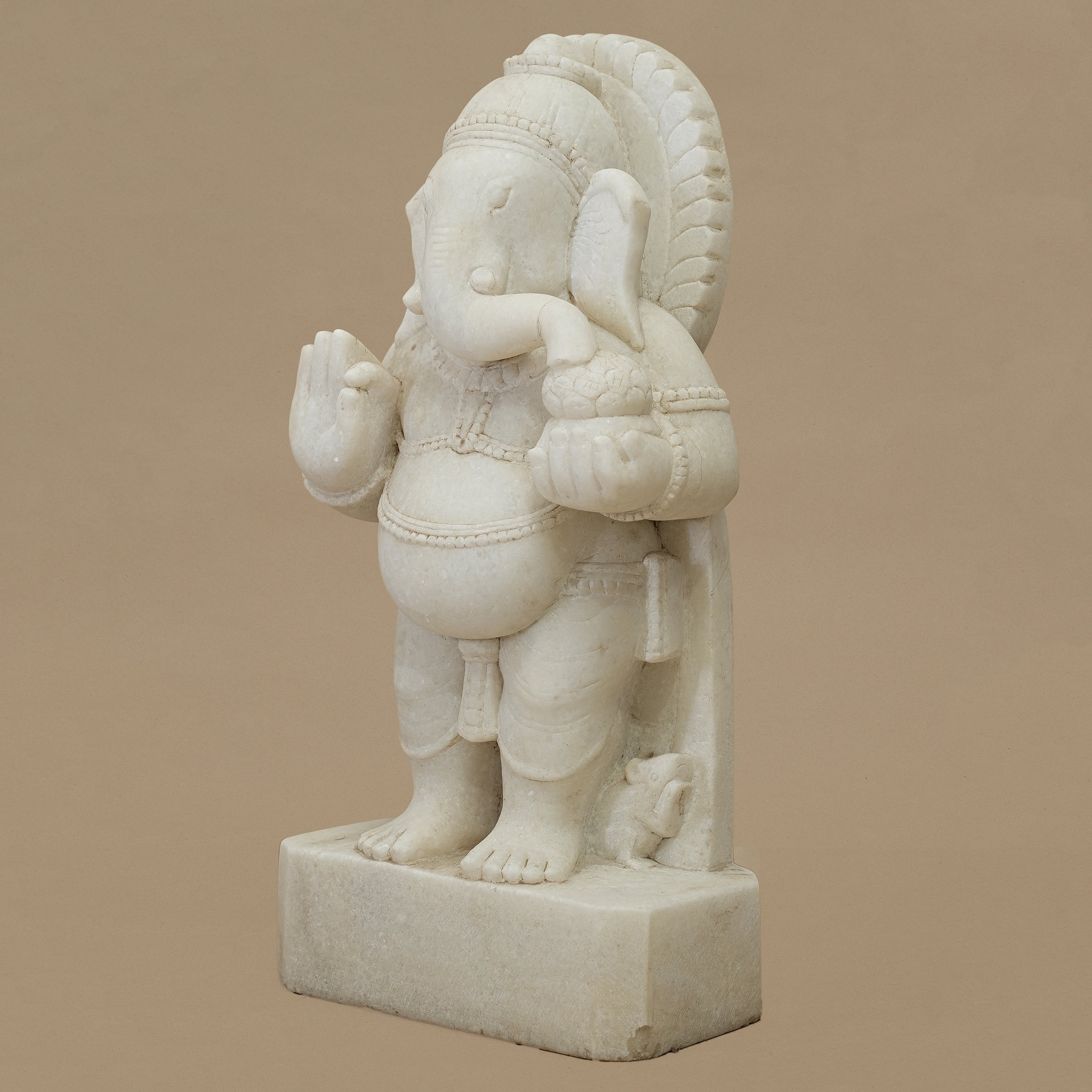 15" Lord Ganesha Statue | Handcrafted from White Marble