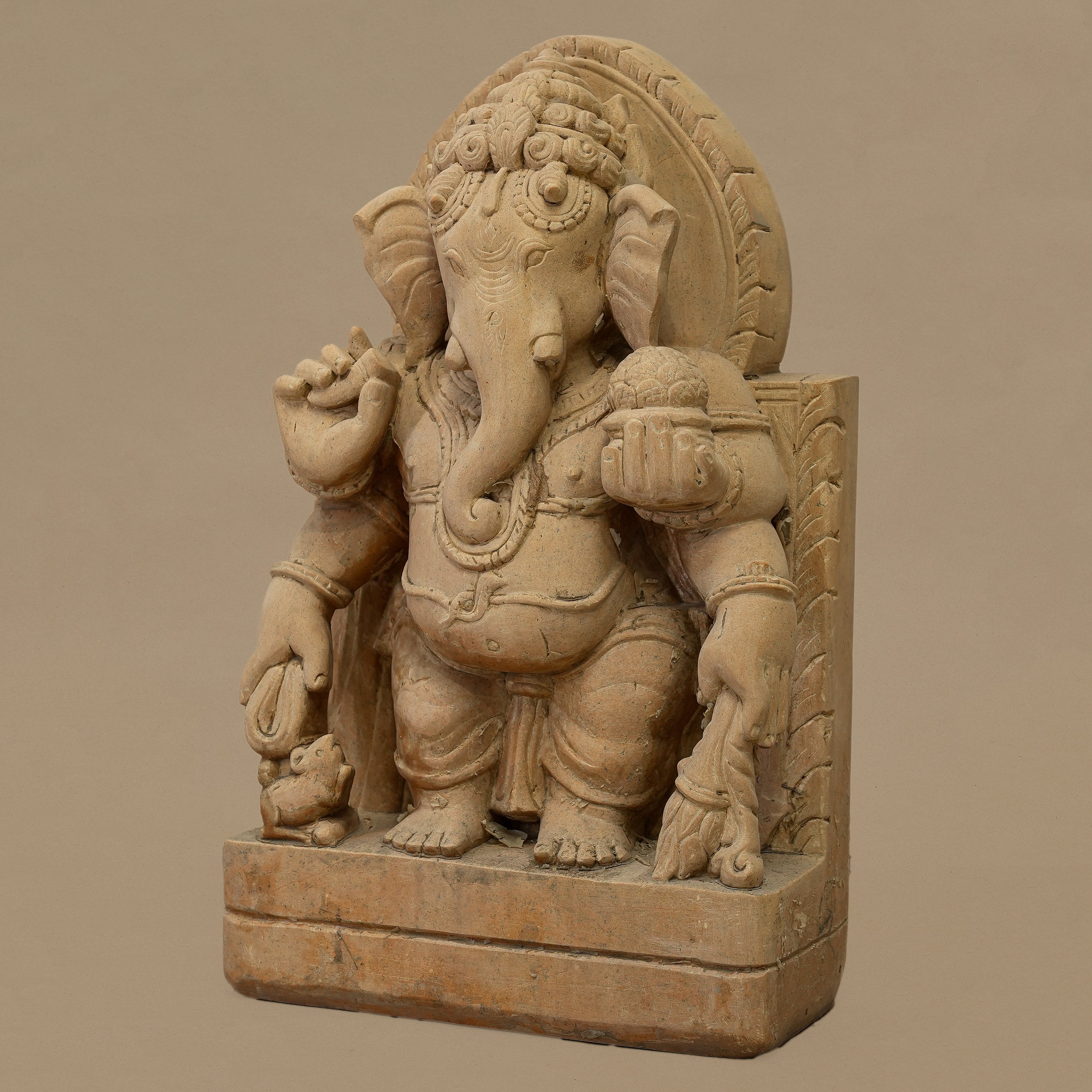 14.5" Standing Lord Ganesha Statue | Handcrafted from Yellow Sandstone