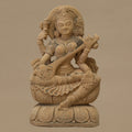 12" Maa Saraswati Statue | Handcrafted from Yellow Sandstone