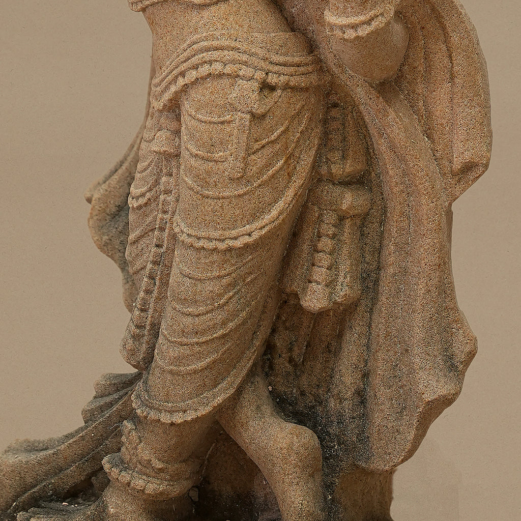 12" Elegant Female Statue | Handcrafted from Yellow Sandstone