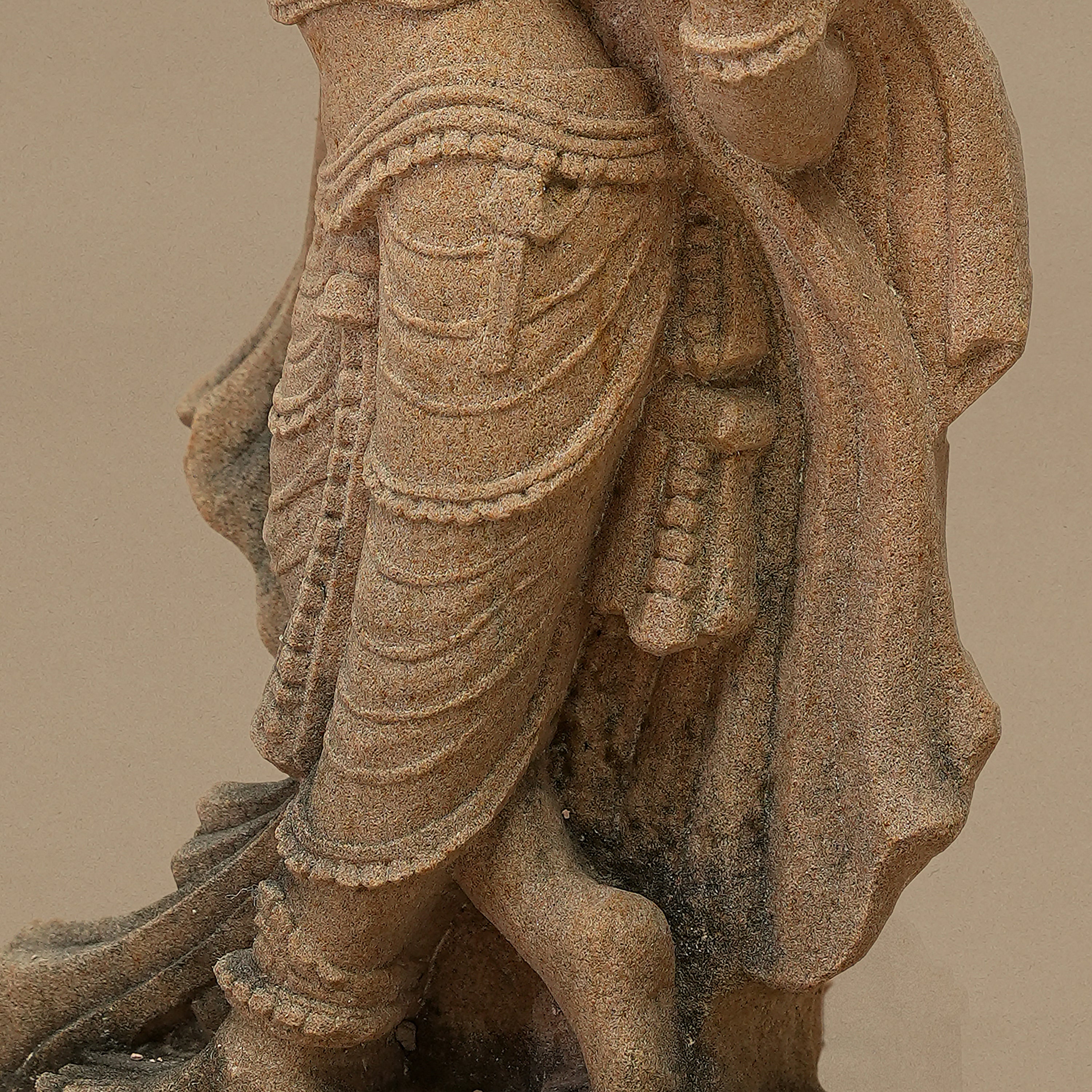 12" Elegant Female Statue | Handcrafted from Yellow Sandstone