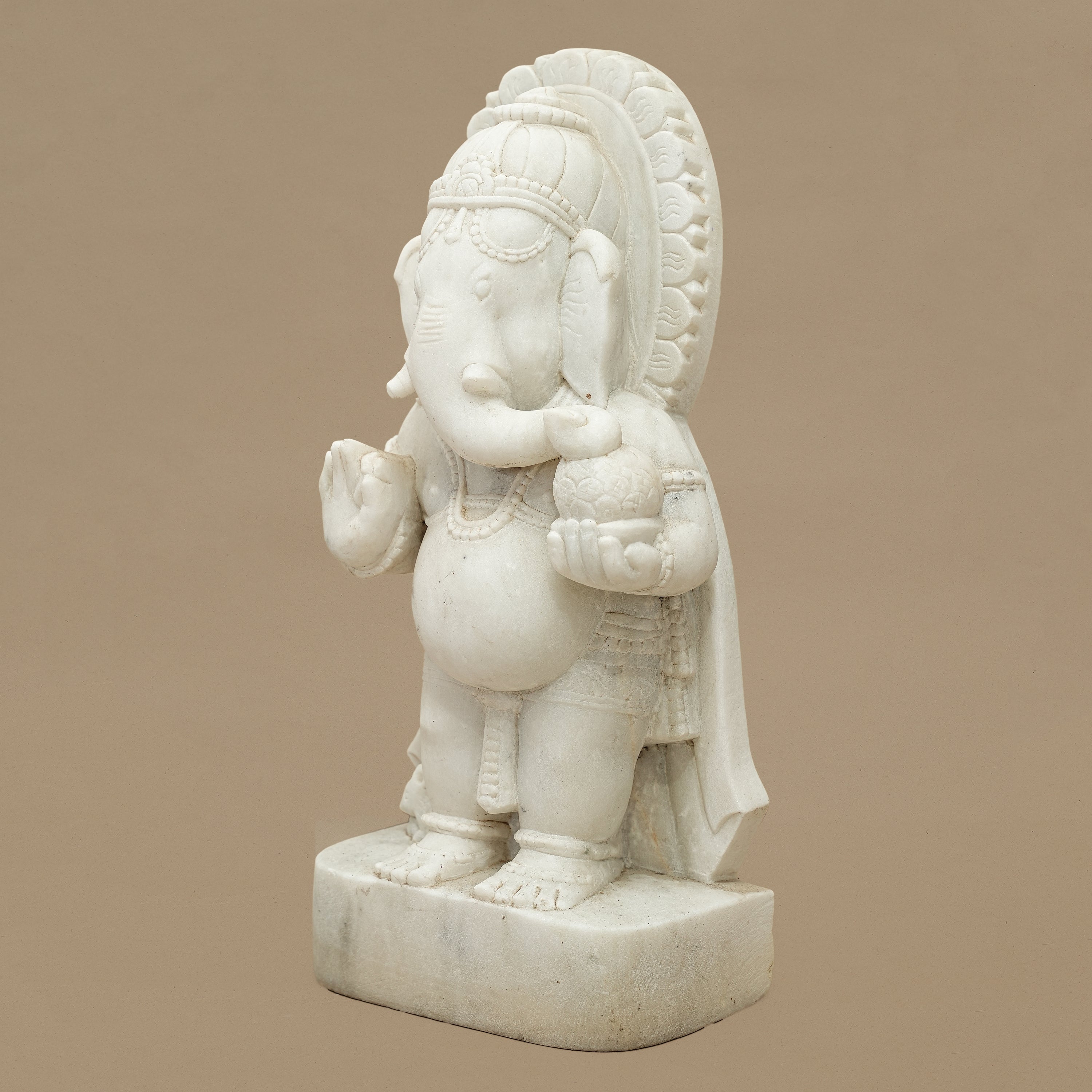 15" Lord Ganesha Statue | Handcrafted from White Marble