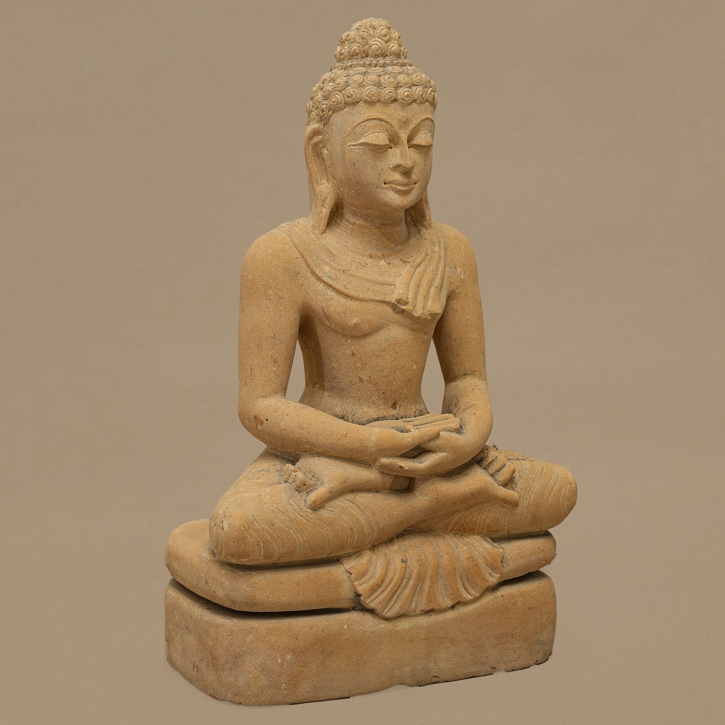 14.5" Lord Buddha Statue | Handcrafted from Yellow Sandstone