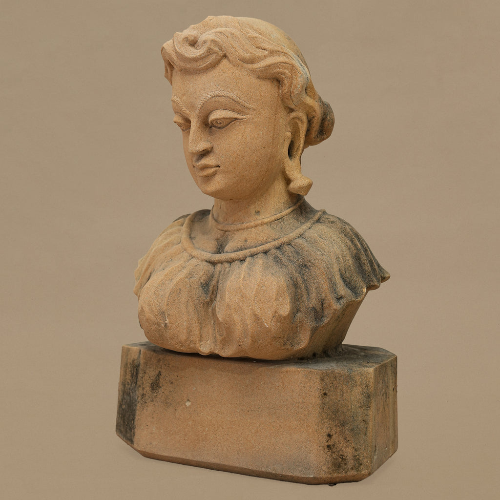 14" Serene Bust Statue | Handcrafted from Yellow Sandstone