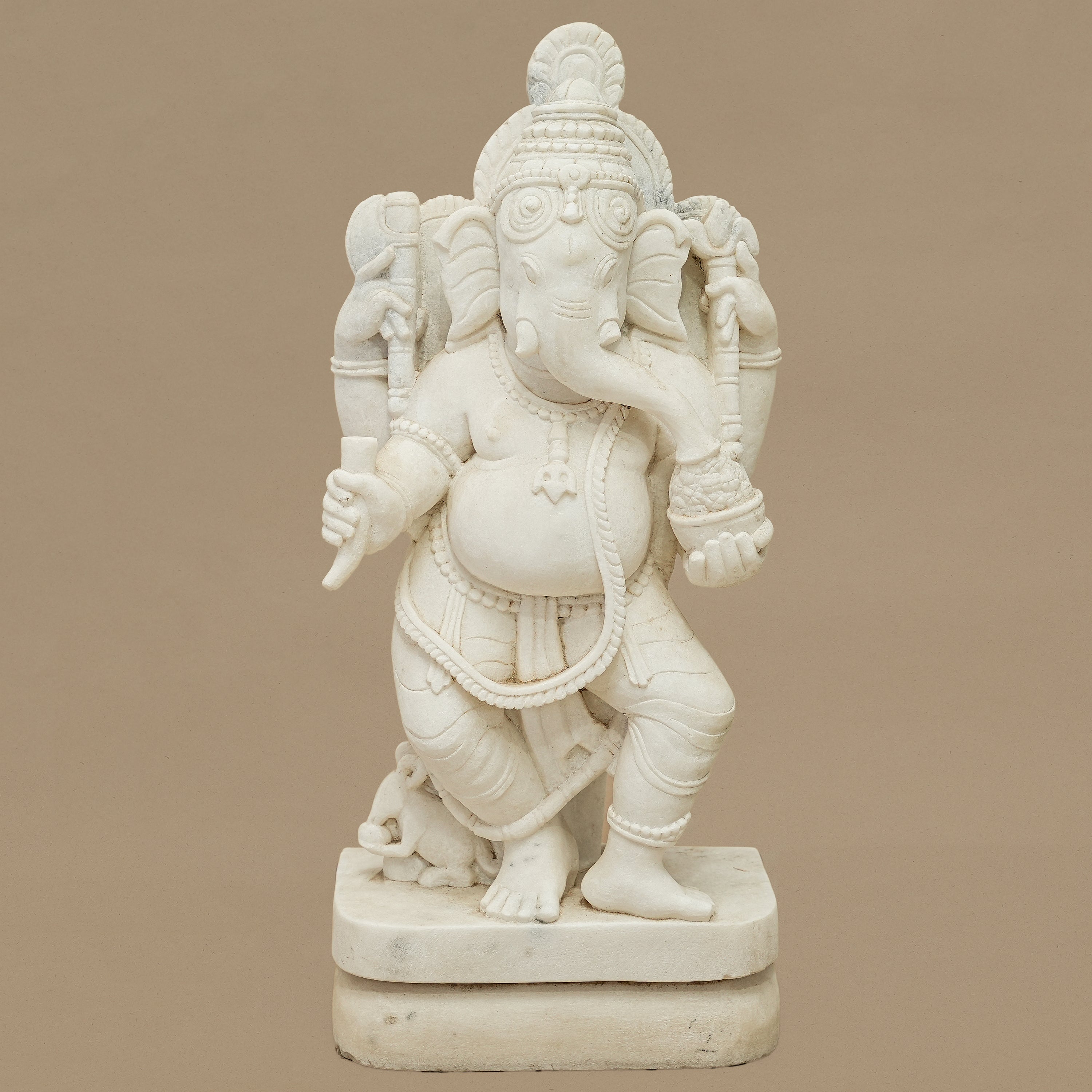 19.5" Lord Ganesha Statue | Handcrafted from White Marble