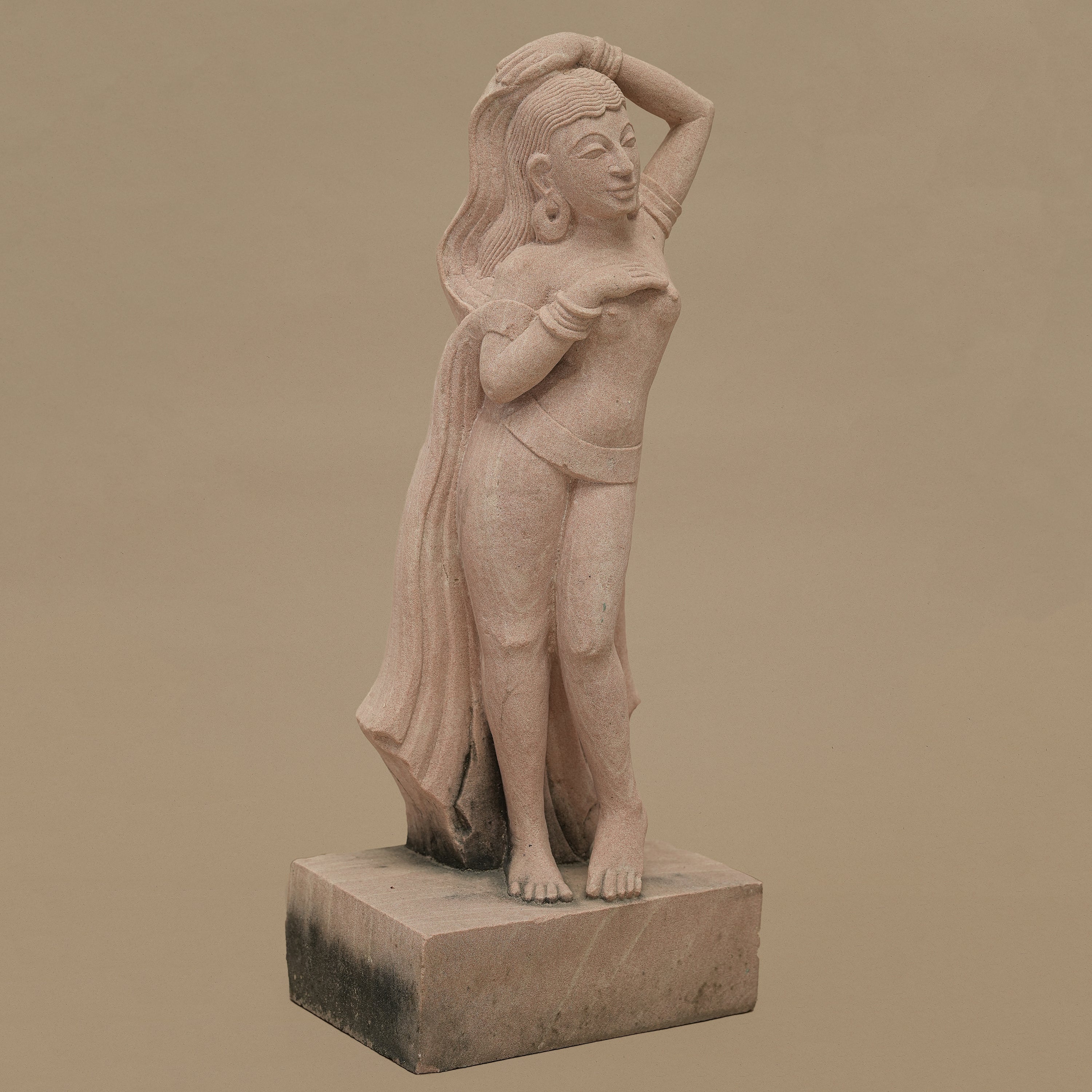18.5" Indian Classical Dancer Statue | Handcrafted from Pink Sandstone