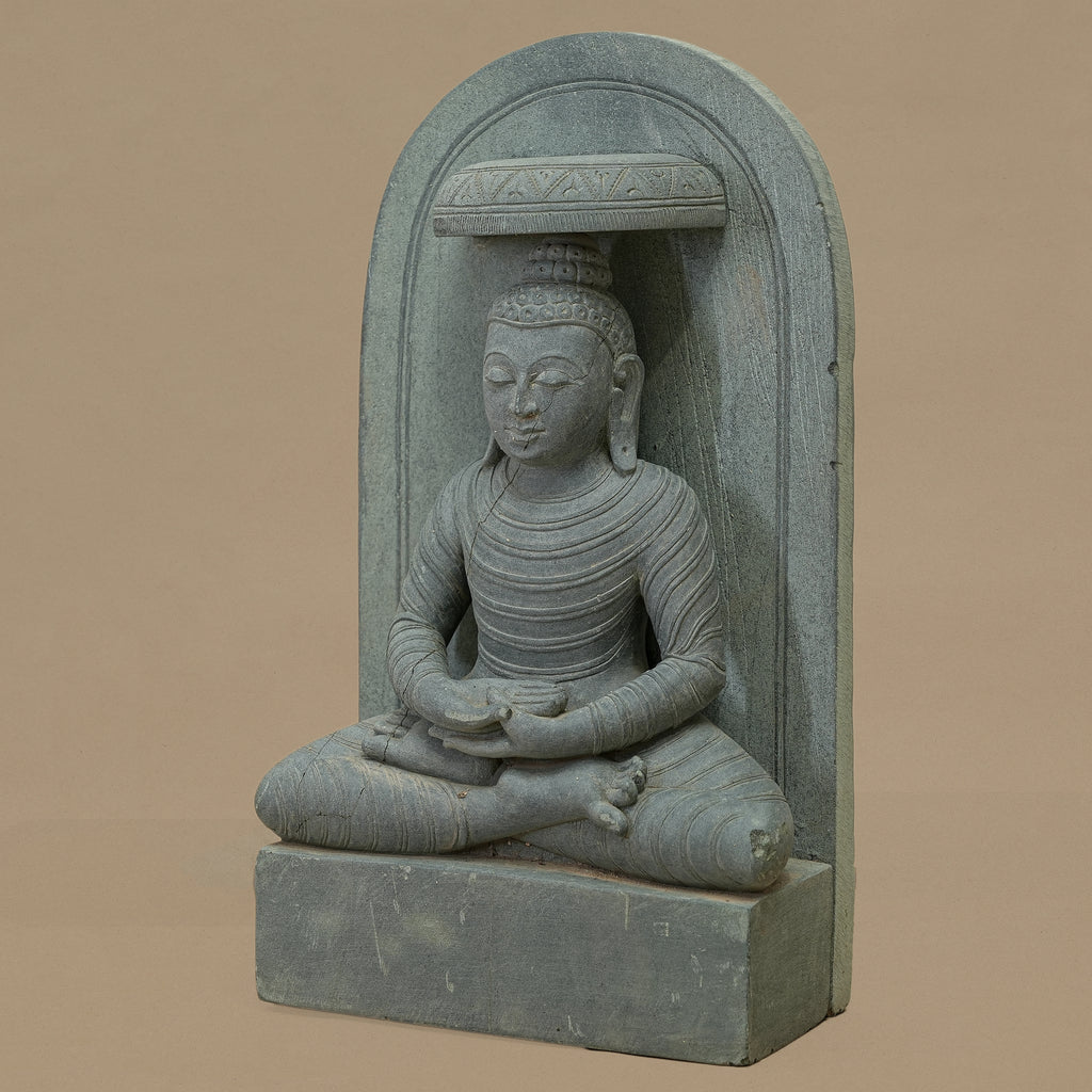 14" Lord Buddha Statue | Handcrafted from Dungarpur Black Stone