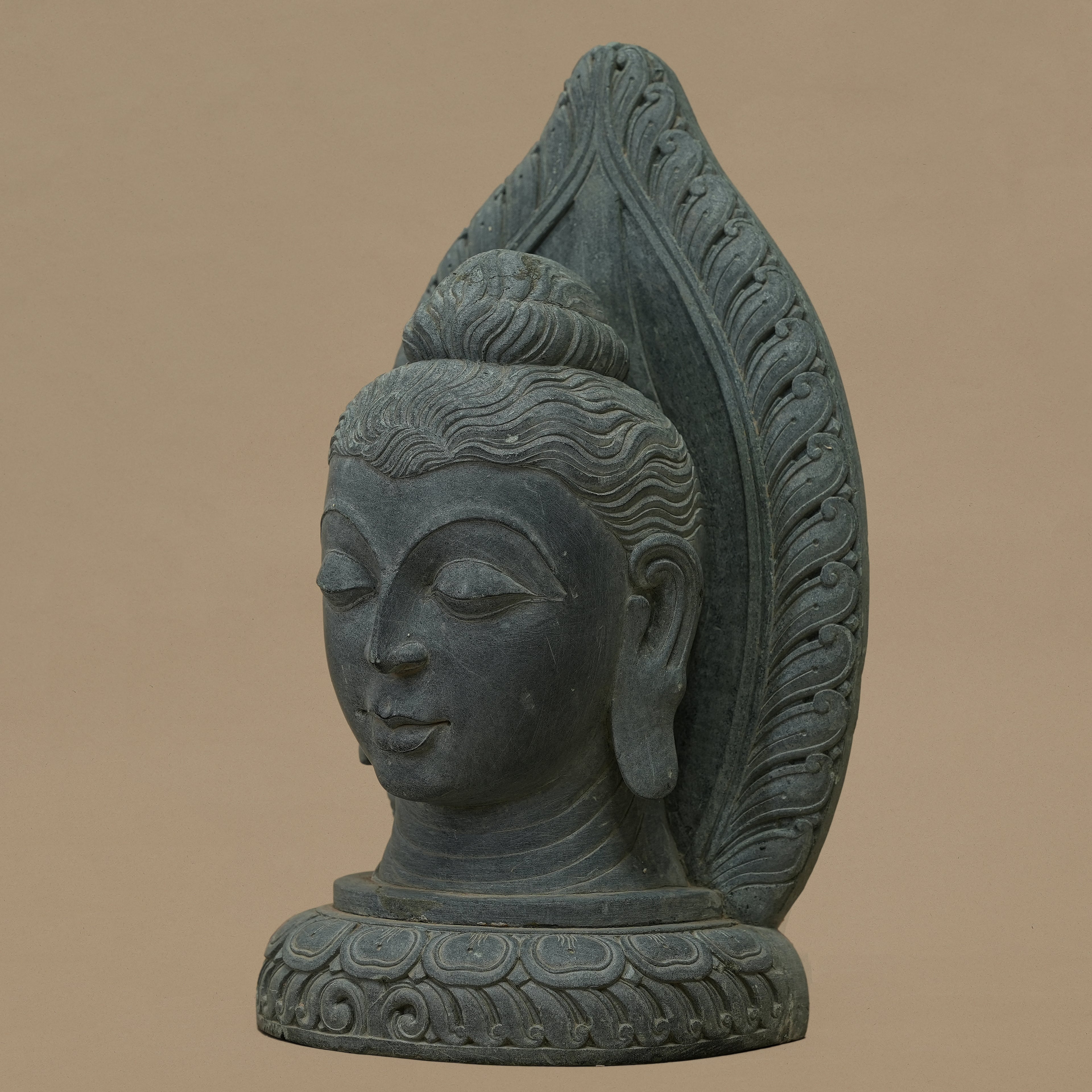 12" Bust of Lord Buddha | Handcrafted from Dungarpur Black Stone