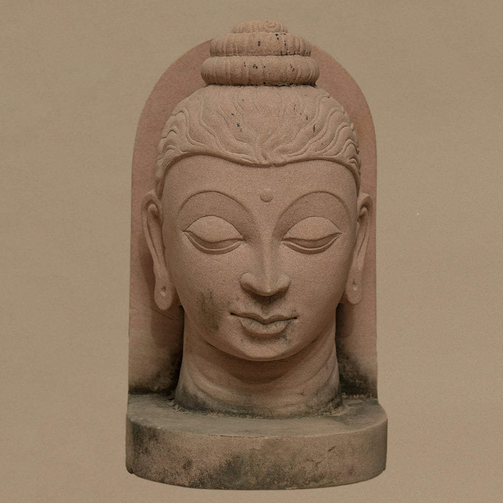 10" Bust of Lord Buddha | Handcrafted from Pink Sandstone