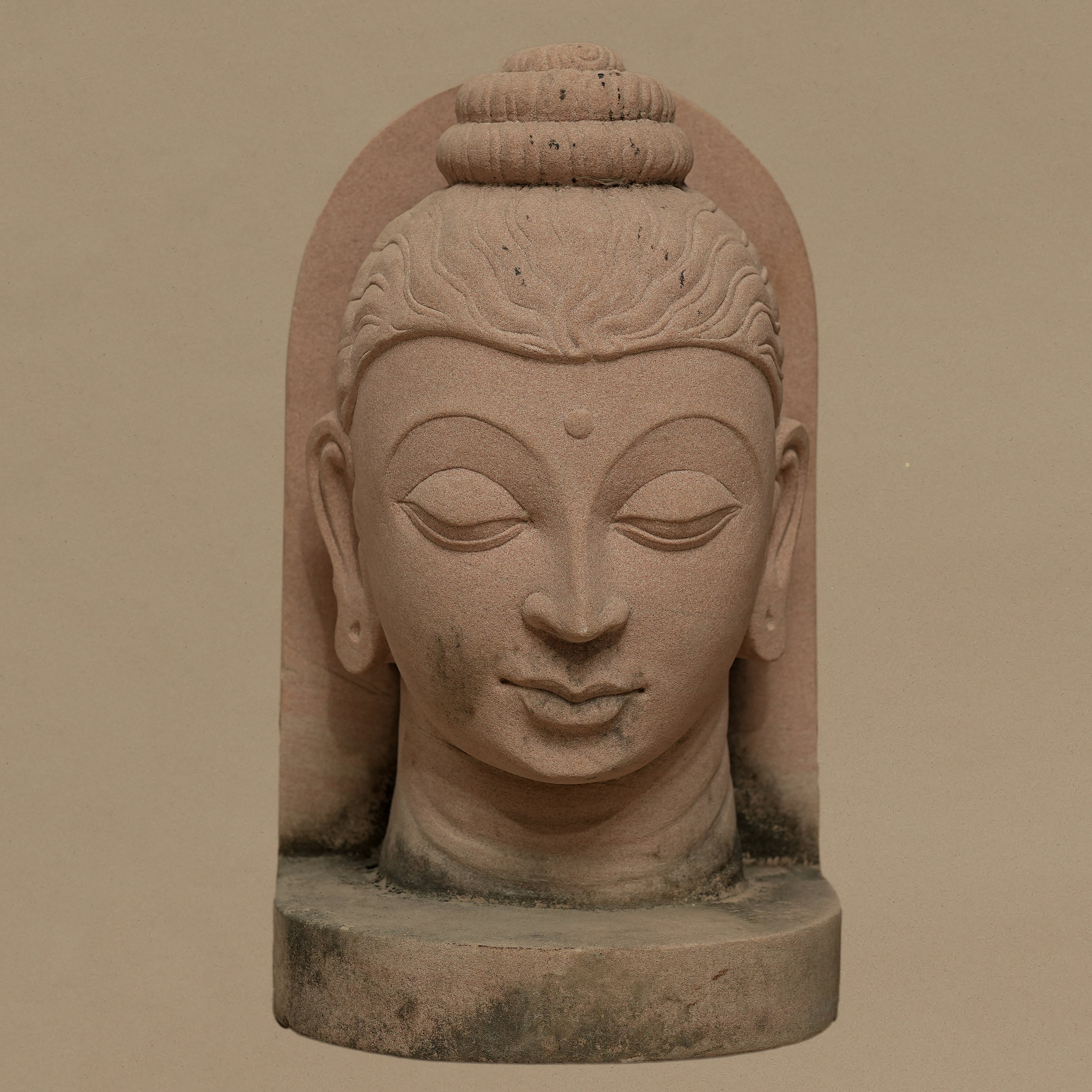 10" Bust of Lord Buddha | Handcrafted from Pink Sandstone