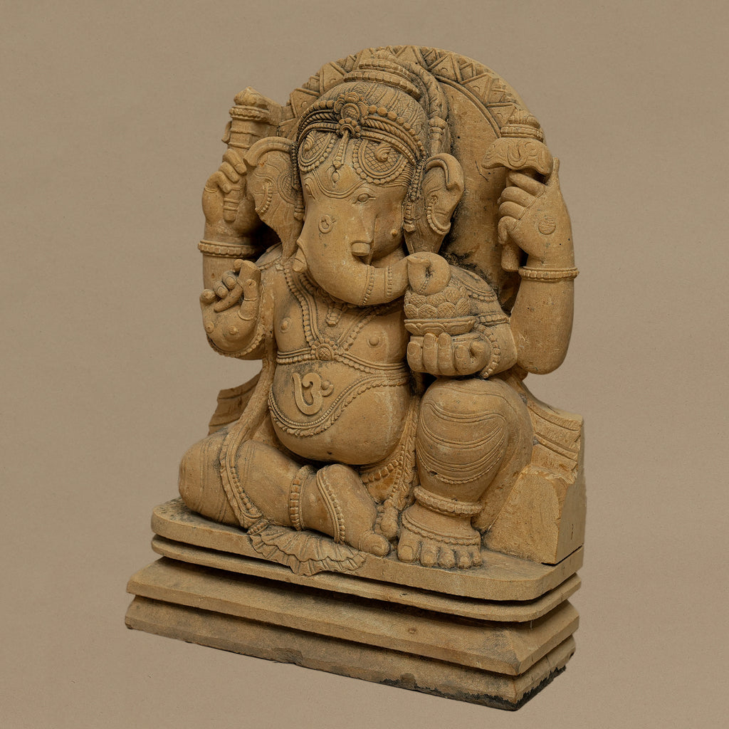 18" Lord Ganesha Statue | Handcrafted from Yellow Sandstone