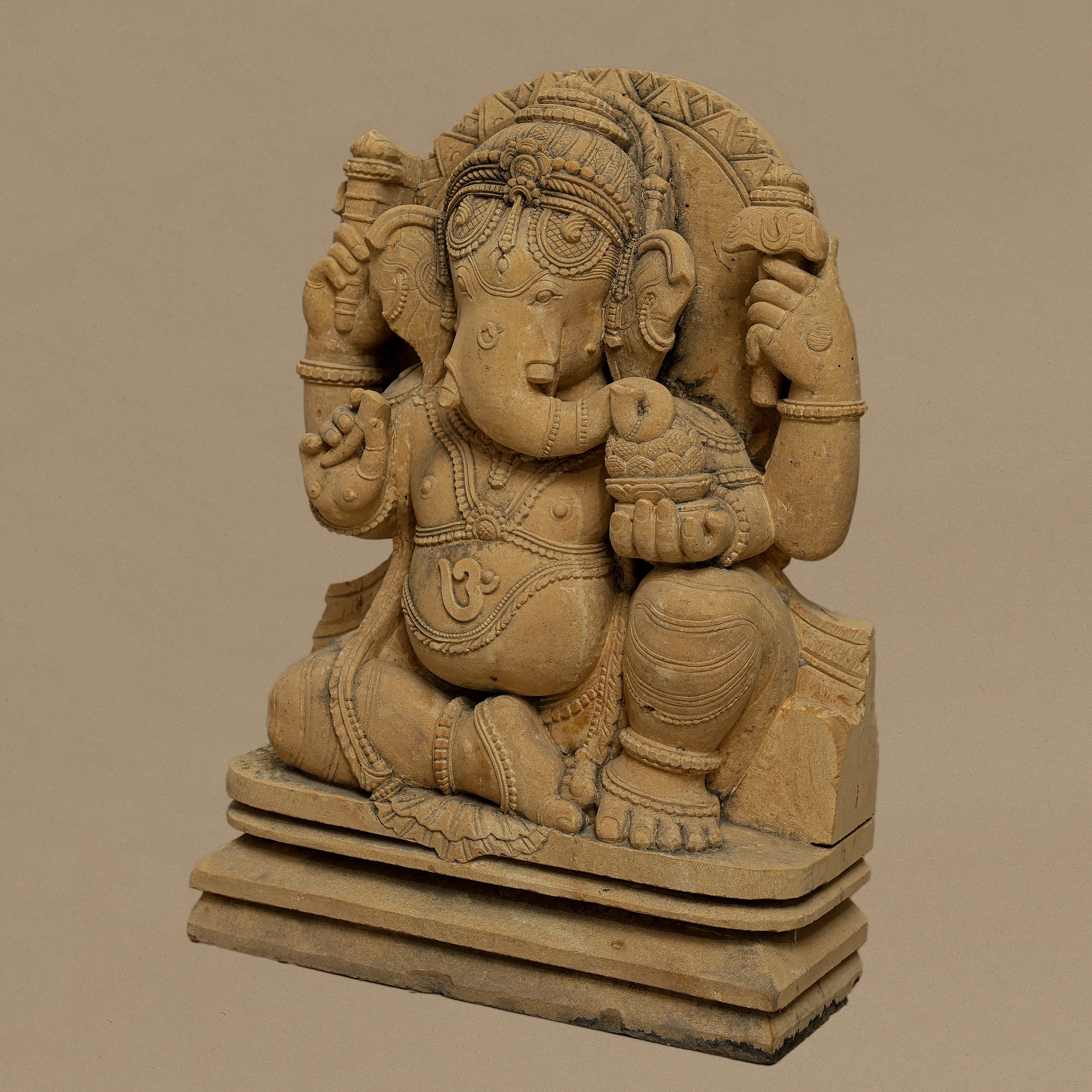 18" Lord Ganesha Statue | Handcrafted from Yellow Sandstone