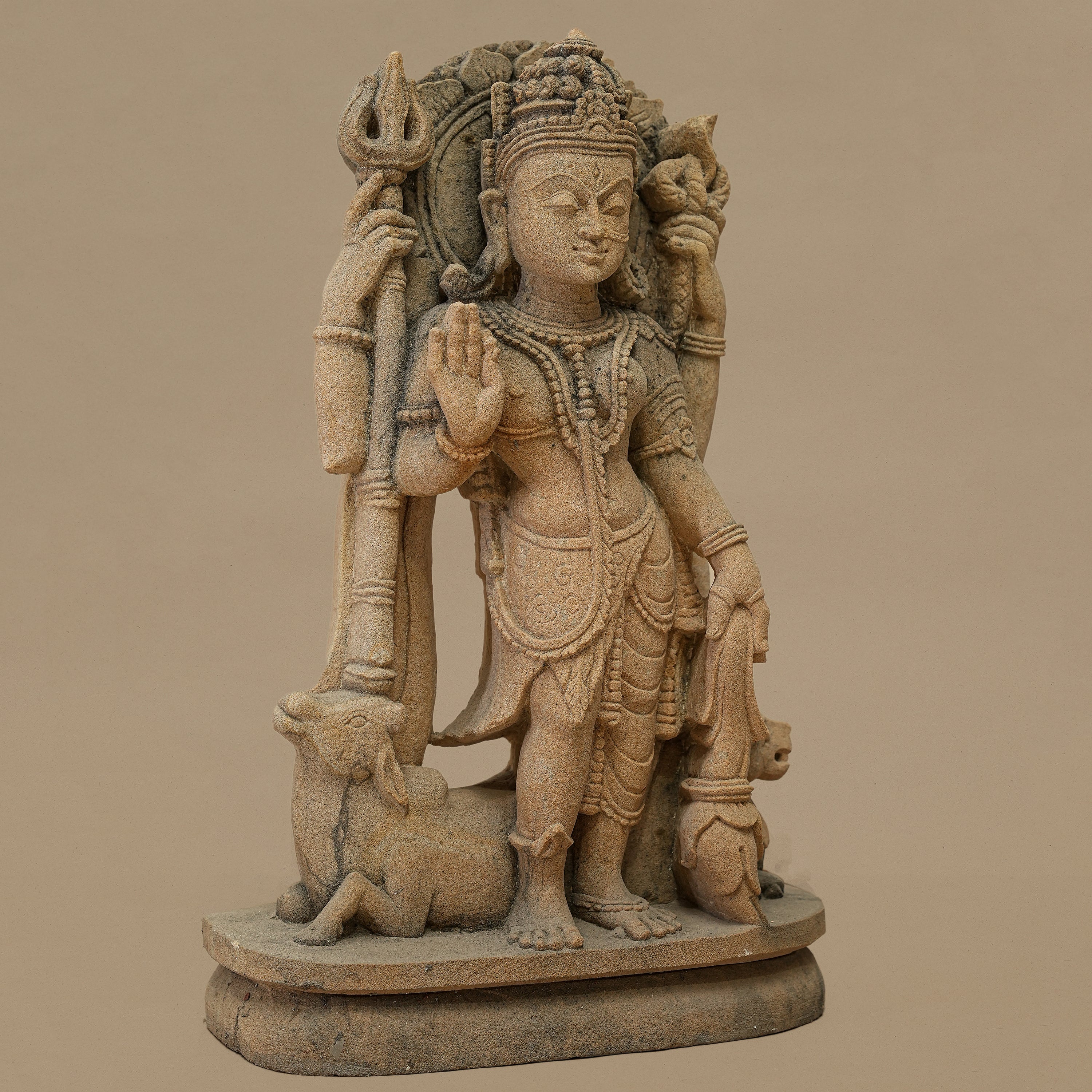 15" Lord Shiva - Maa Durga Statue | Handcrafted from Yellow Sandstone
