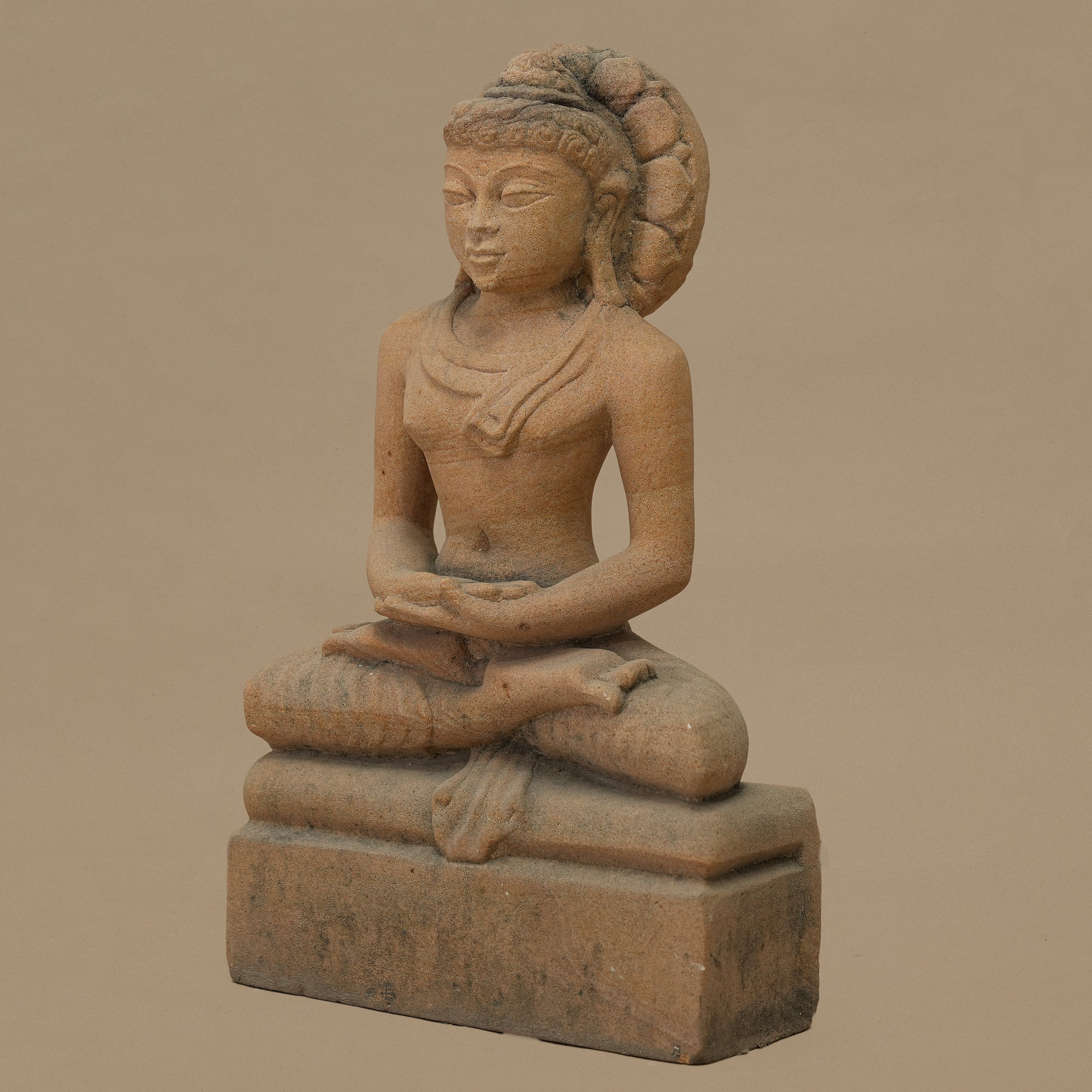 11.5" Lord Buddha Statue | Handcrafted from Yellow Sandstone
