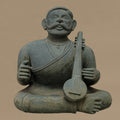 16" Tanpura-Playing Musician Statue | Handcrafted from Dungarpur Black Stone