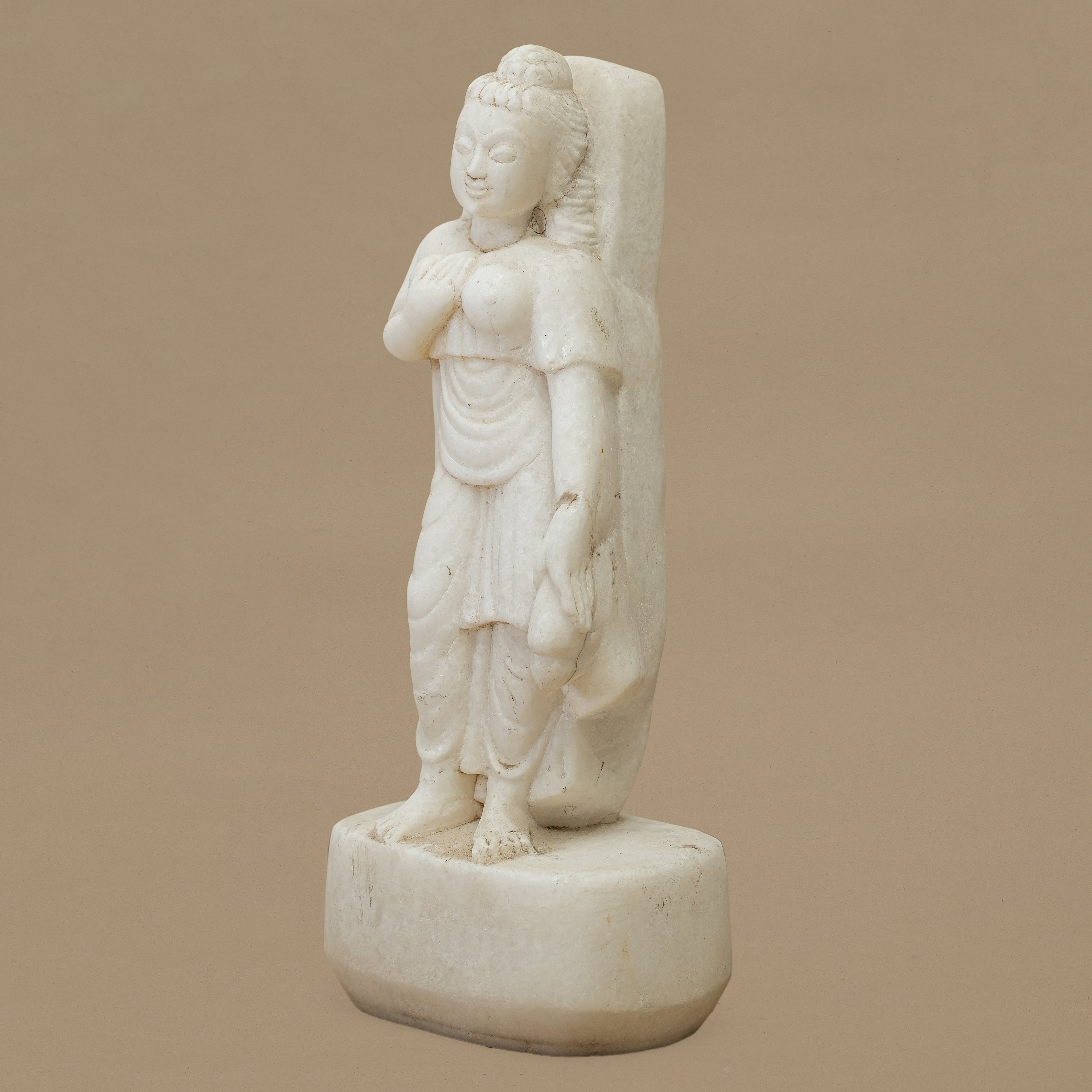 12" Graceful Female Statue | Handcrafted from White Marble