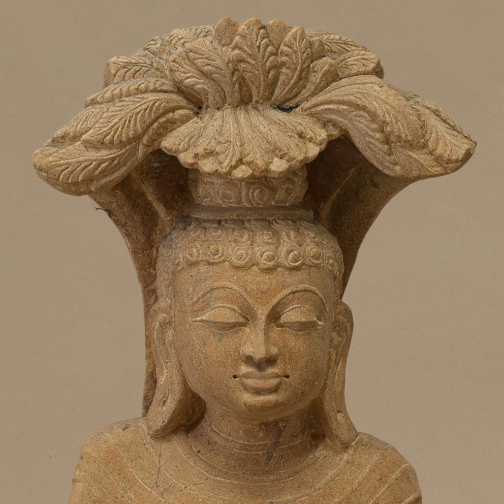 12" Lord Buddha Statue | Handcrafted from Yellow Sandstone