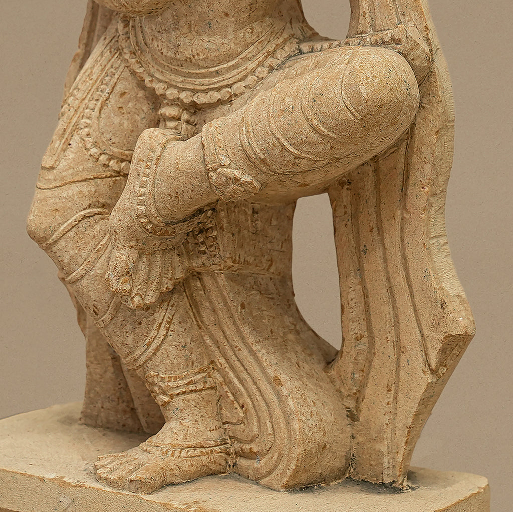 14.5" Classical Female Dancer Statue | Handcrafted from Yellow Sandstone