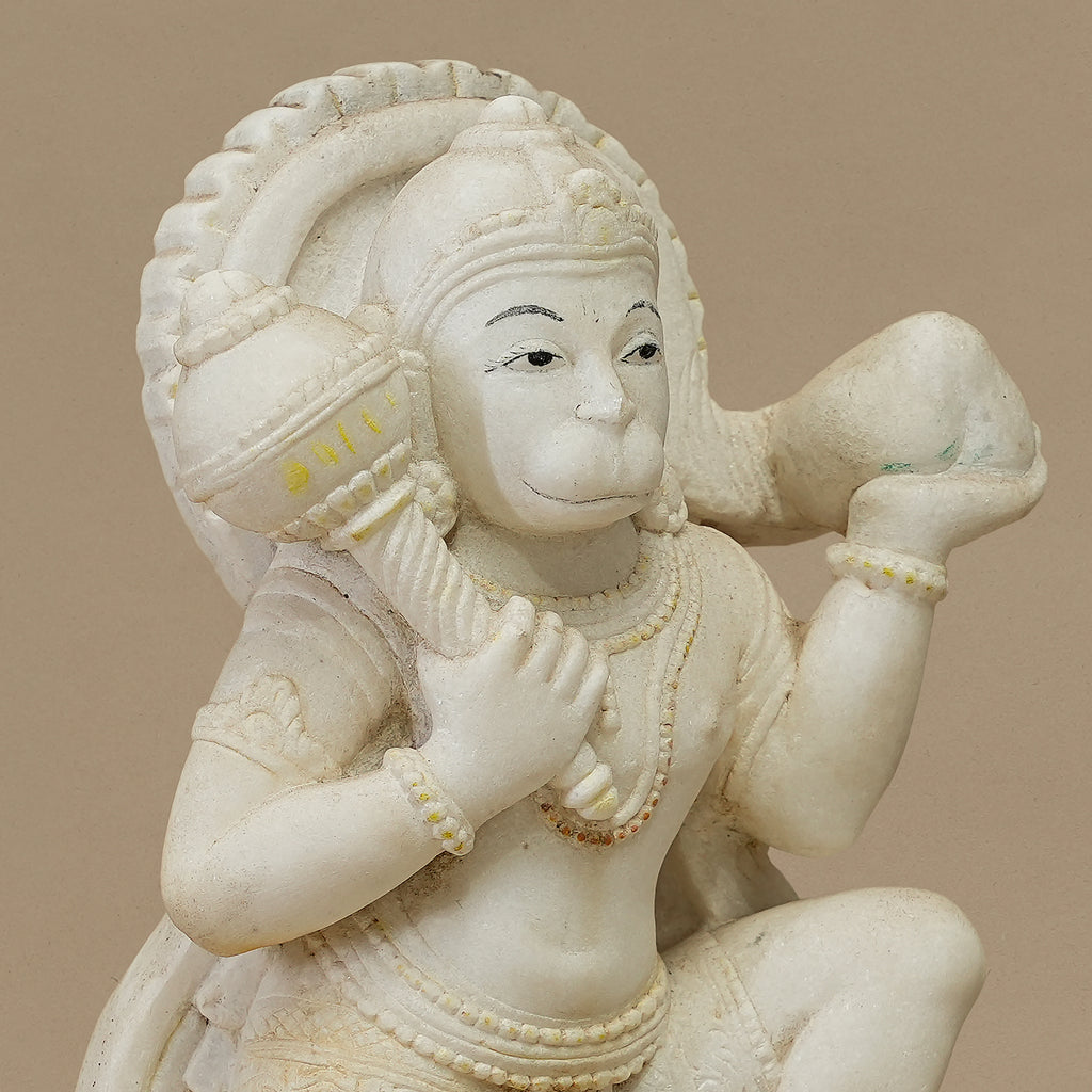 12.5" Lord Hanuman Statue | Handcrafted from White Marble
