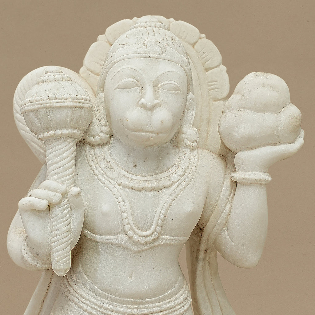 15" Lord Hanuman Statue | Handcrafted from White Marble